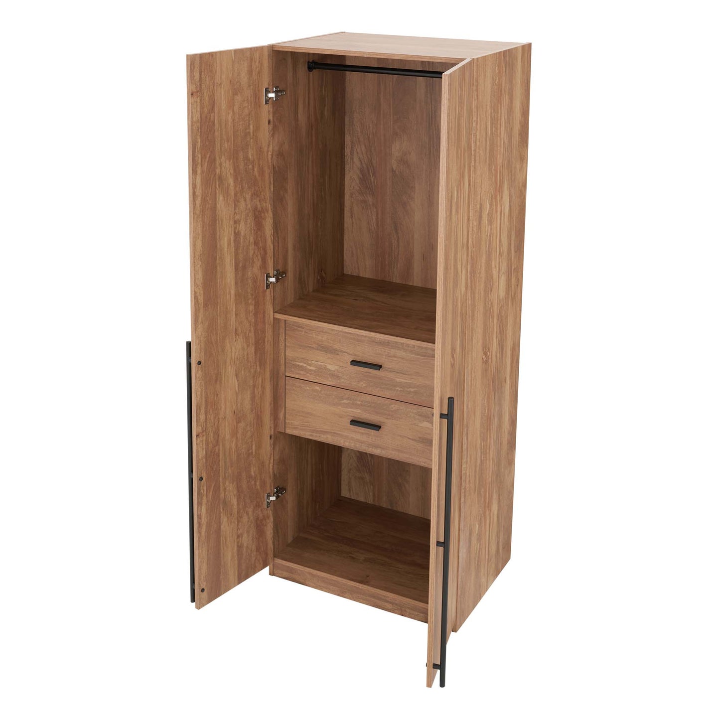 Manhattan Comfort Lee Modern Freestanding Wardrobe Closet 2.0 with 1 Hanging Rod, 1 Shelf, and 2 Drawers in Golden Brown WC002-GB