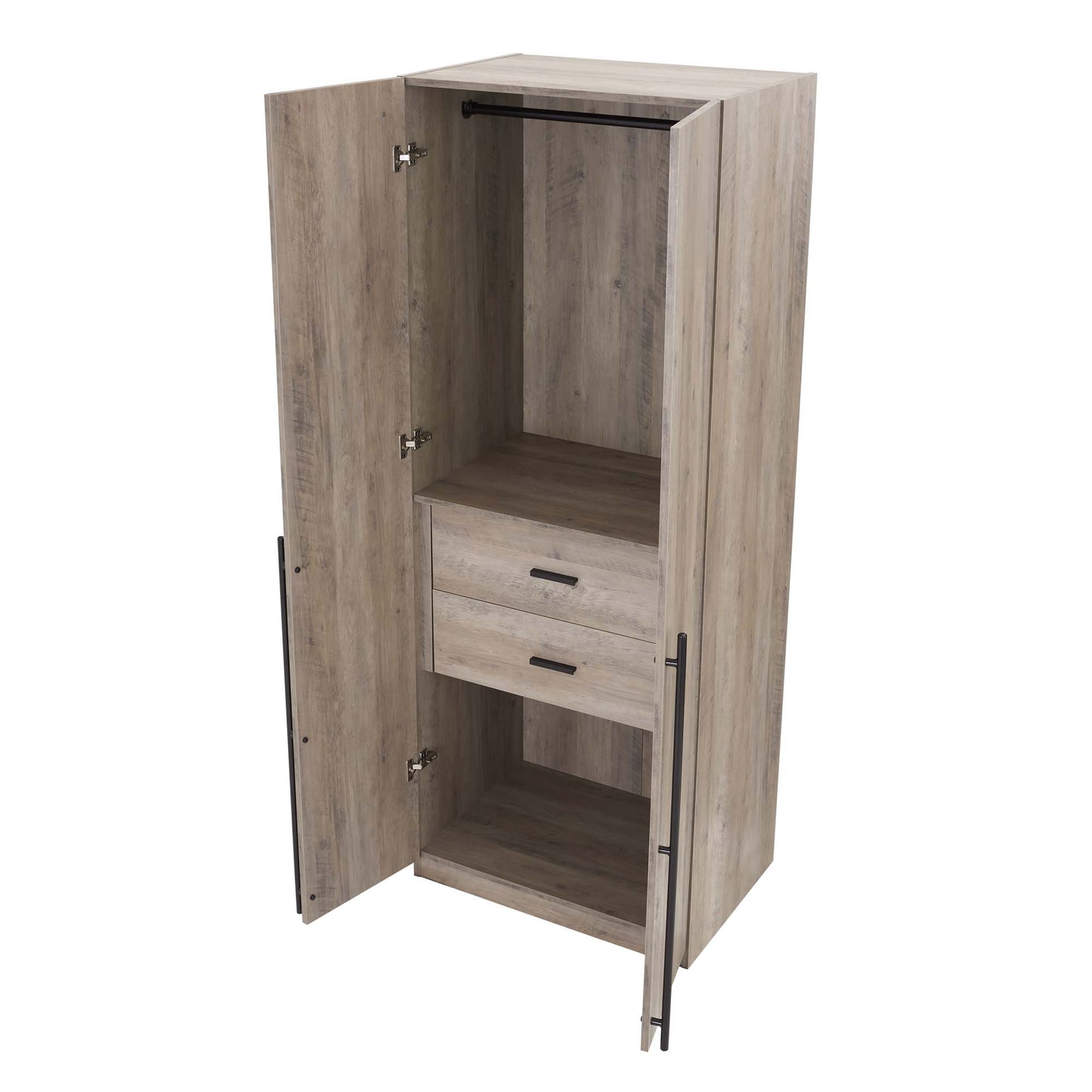 Manhattan Comfort Lee Modern Freestanding Wardrobe Closet 2.0 with 1 Hanging Rod, 1 Shelf, and 2 Drawers in Rustic Grey WC002-GY