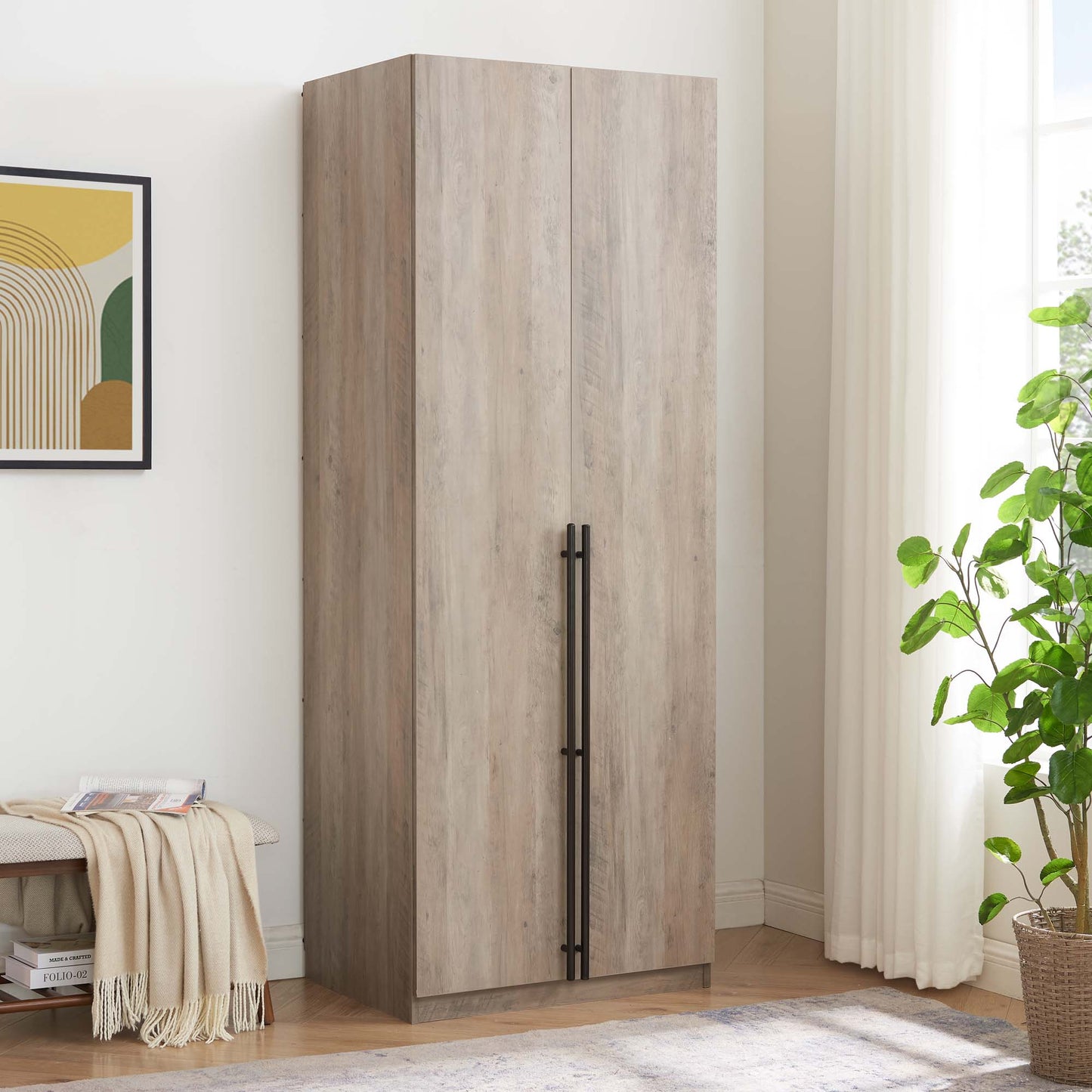 Lee Modern 32" Wardrobe Closet in Rustic Gray WC003-GY