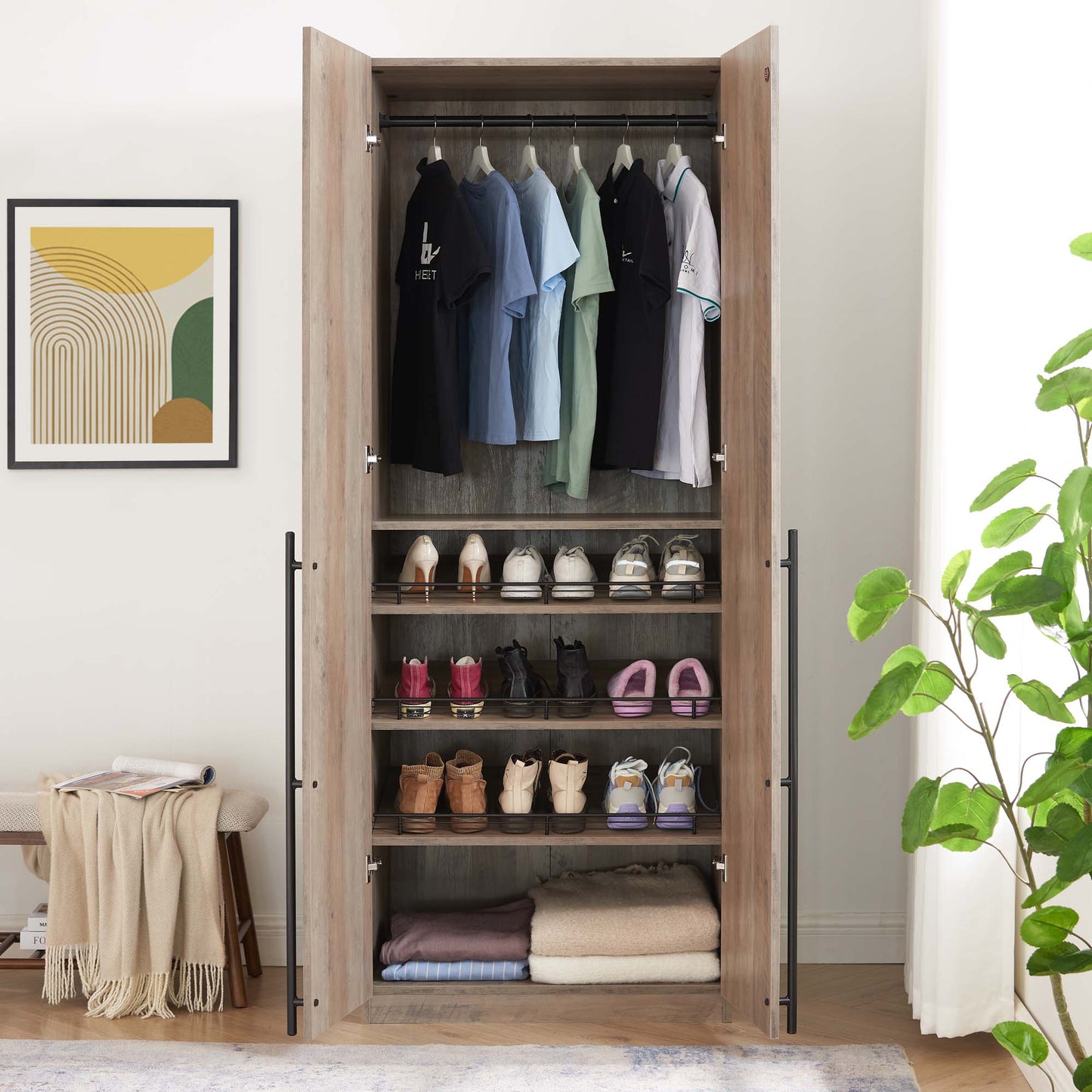 Lee Modern 32" Wardrobe Closet in Rustic Gray WC003-GY