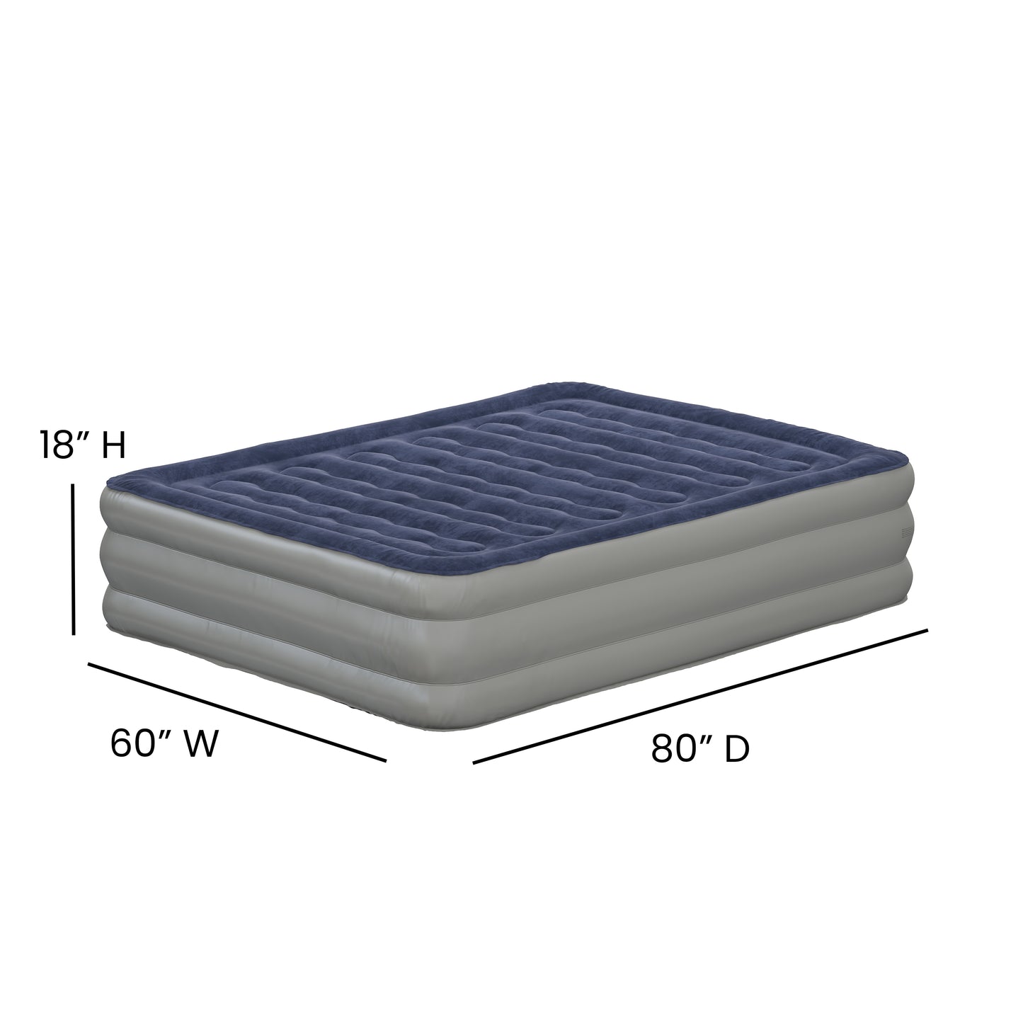 Kellos 18 inch Air Mattress with ETL Certified Internal Electric Pump and Carrying Case - Queen Blue