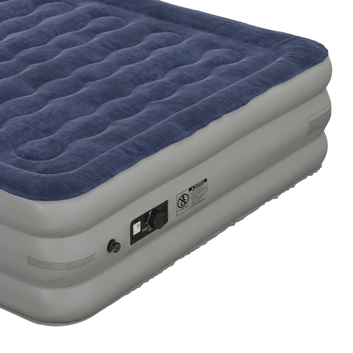 Kellos 18 inch Air Mattress with ETL Certified Internal Electric Pump and Carrying Case - Queen Blue
