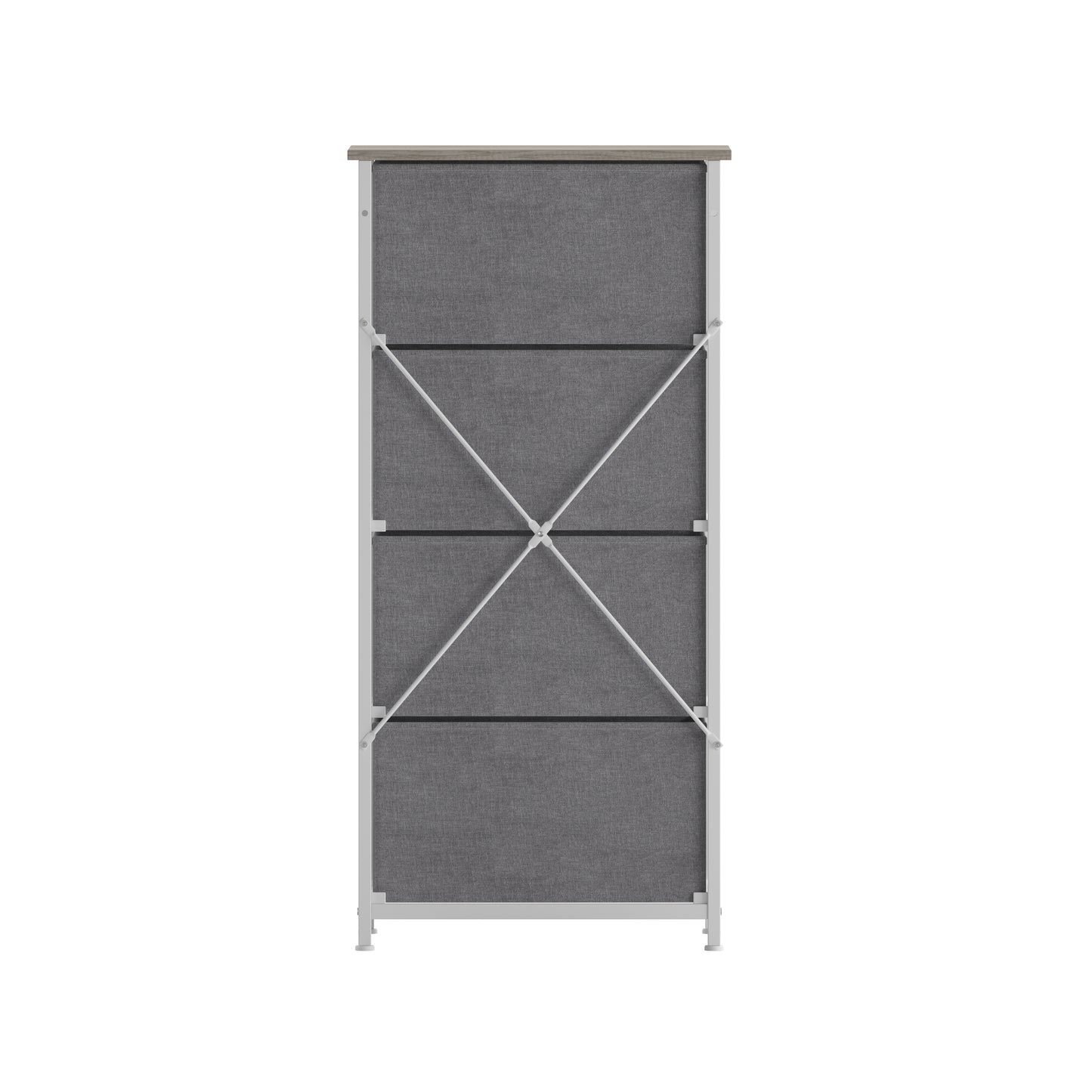 Harris 4 Drawer Storage Dresser with White Cast Iron Frame, Light Natural Wood Top and Easy Pull Engineered Wood Drawers, and White Wooden Handles Light Natural Drawers/White Frame