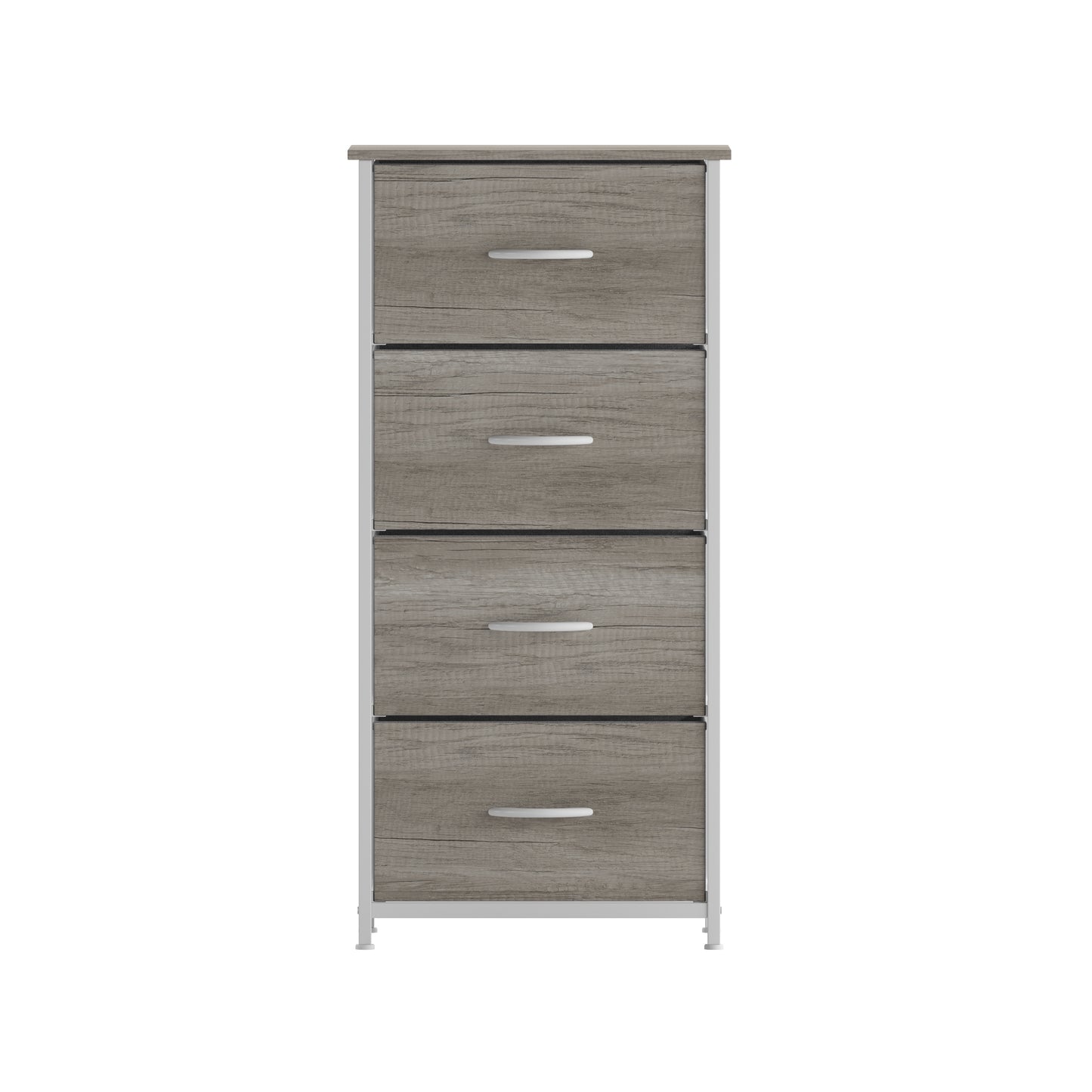 Harris 4 Drawer Storage Dresser with White Cast Iron Frame, Light Natural Wood Top and Easy Pull Engineered Wood Drawers, and White Wooden Handles Light Natural Drawers/White Frame
