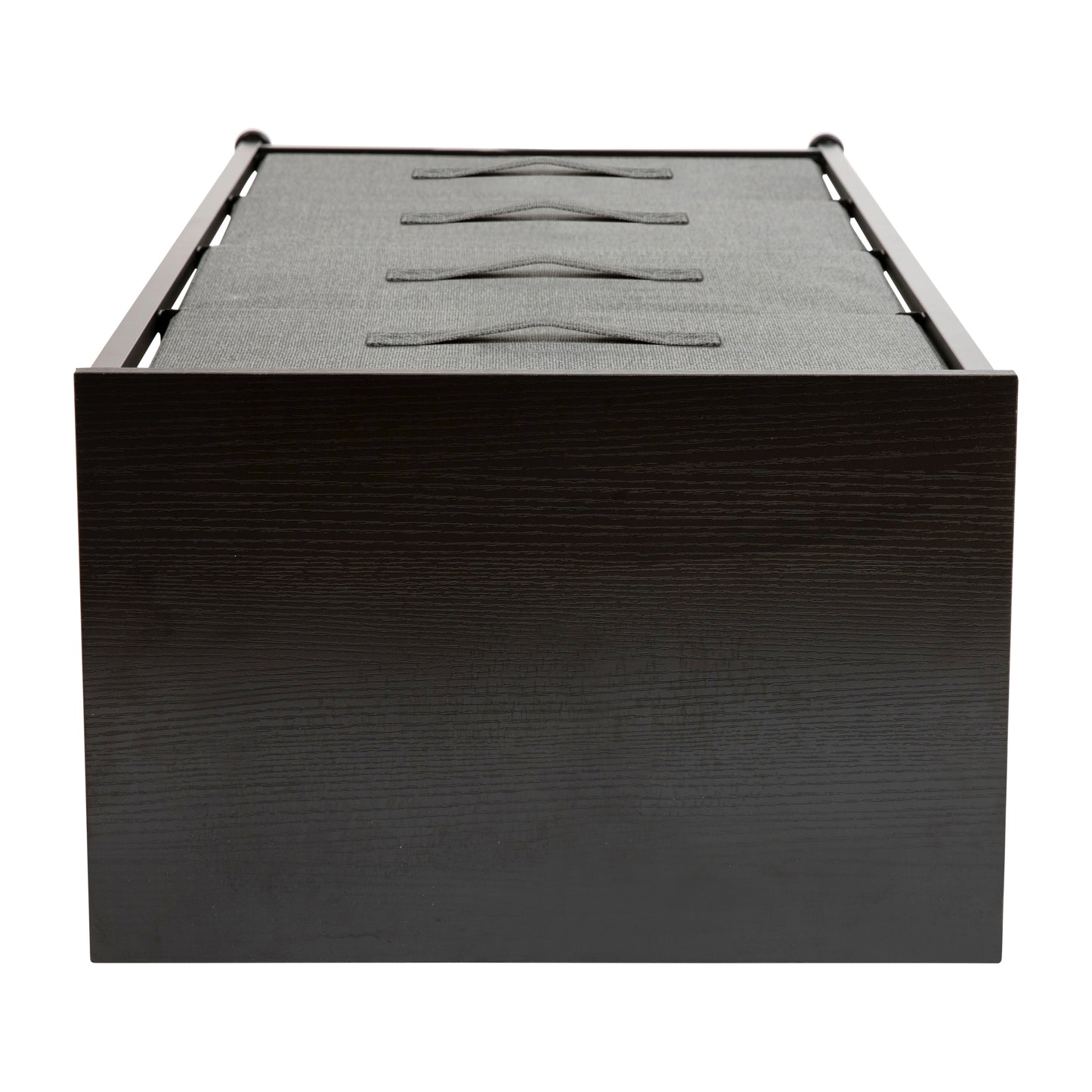 Harris 4 Drawer Wood Top Black Cast Iron Frame Vertical Storage Dresser with Dark Gray Easy Pull Fabric Drawers Gray Drawers/Black Frame
