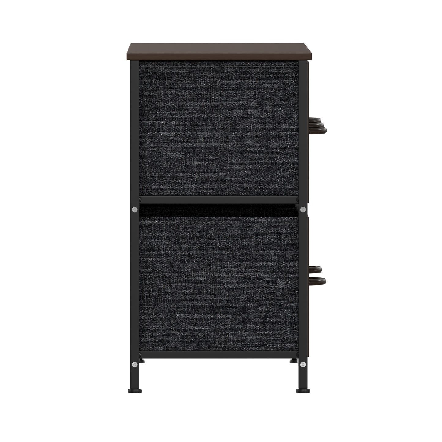 Harris 5 Drawer Storage Dresser with Black Cast Iron Frame, Brown Wood Top and Brown Easy Pull Engineered Wood Drawers with Wooden Handles Brown Drawers/Black Frame