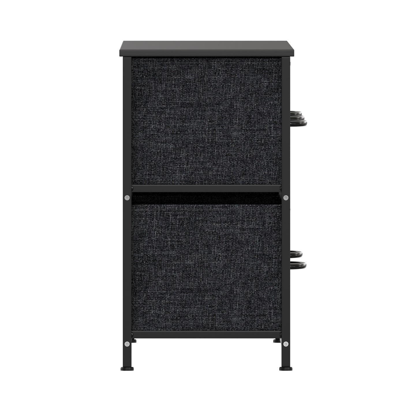 Harris 5 Drawer Vertical Storage Dresser with Black Cast Iron Frame and Wood Top and Black Easy Pull Fabric Drawers with Wooden Handles Black Drawers/Black Frame