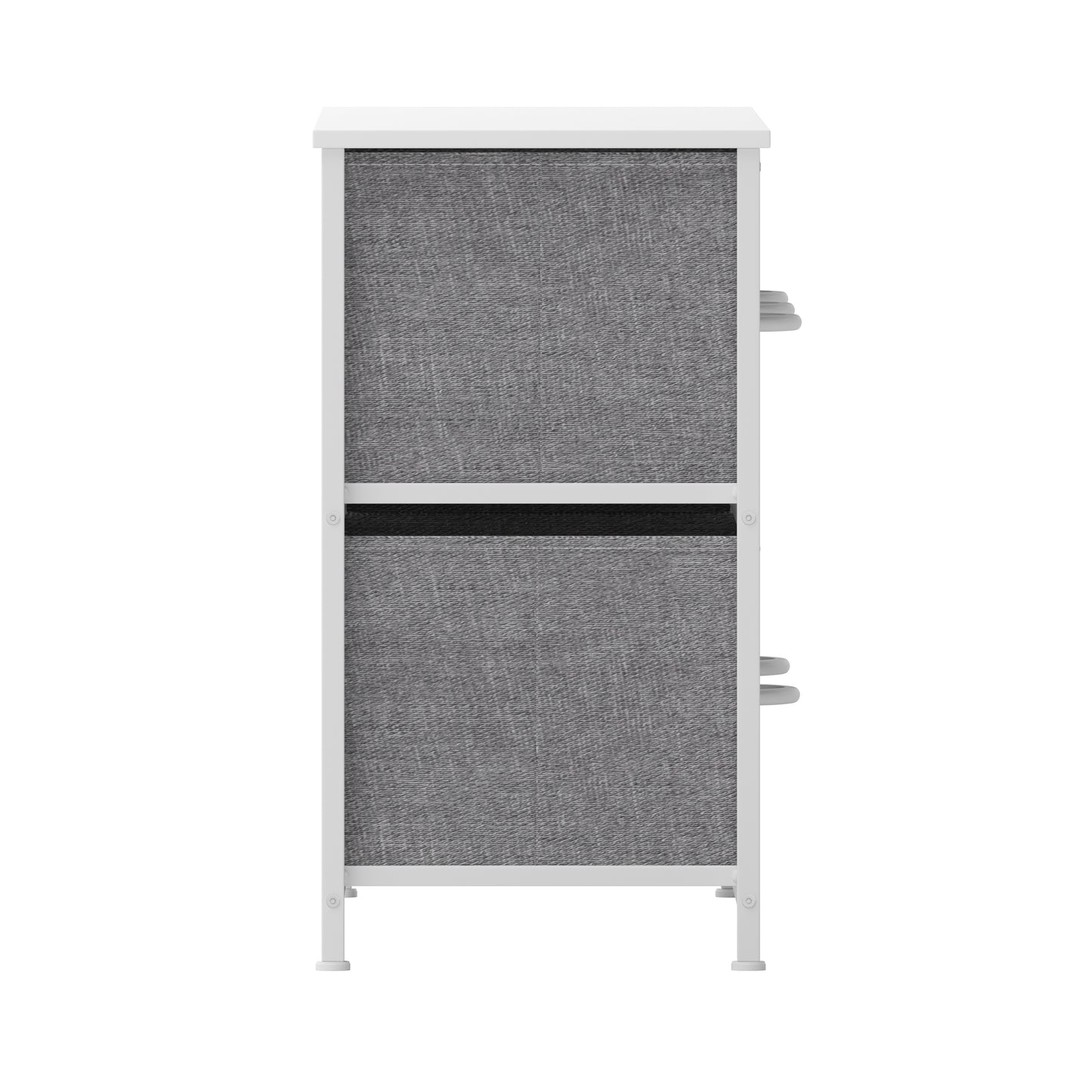Harris 5 Drawer Vertical Storage Dresser with White Cast Iron Frame, White Wood Top and Gray Easy Pull Fabric Drawers with White Wooden Handles Gray Drawers/White Frame