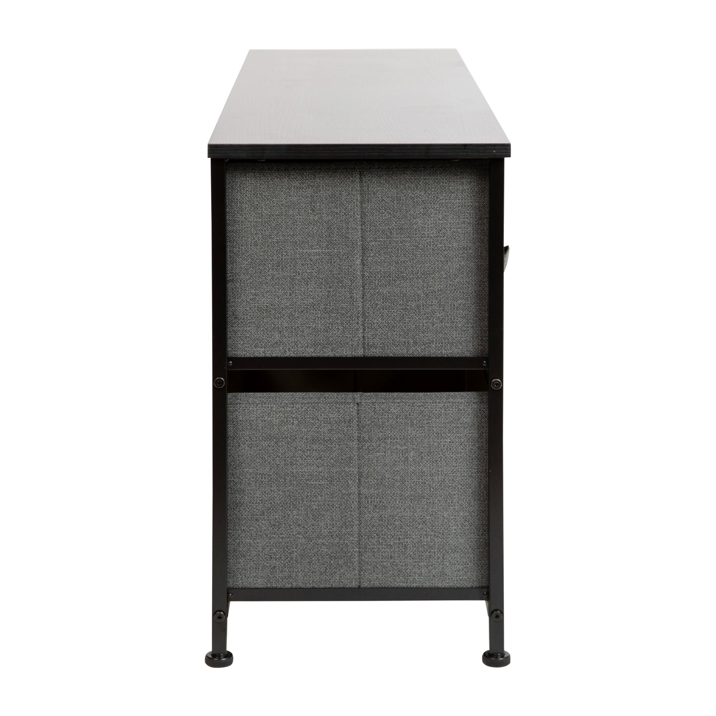Harris 5 Drawer Wood Top Black Cast Iron Frame Vertical Storage Dresser with Dark Gray Easy Pull Fabric Drawers Gray Drawers/Black Frame