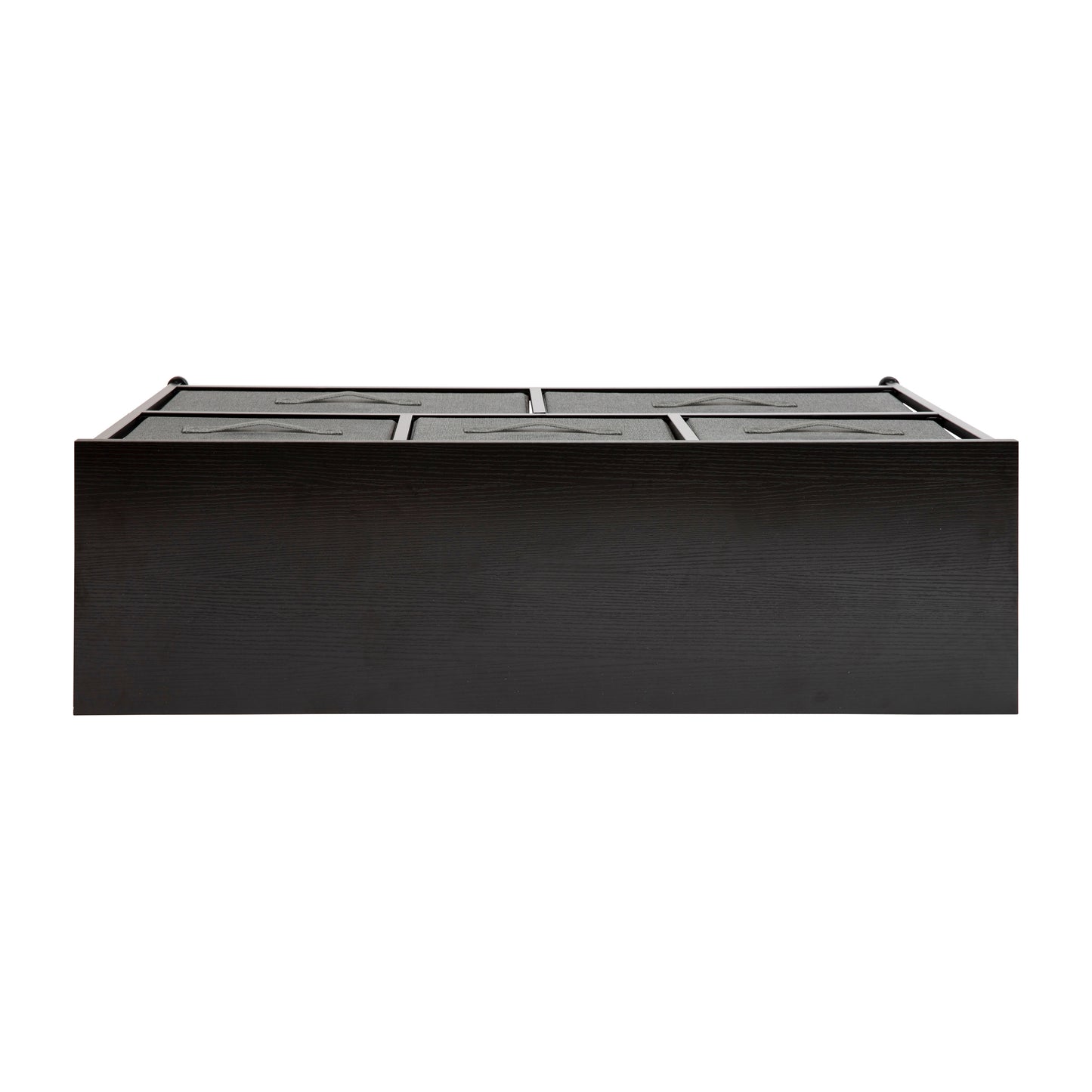 Harris 5 Drawer Wood Top Black Cast Iron Frame Vertical Storage Dresser with Dark Gray Easy Pull Fabric Drawers Gray Drawers/Black Frame