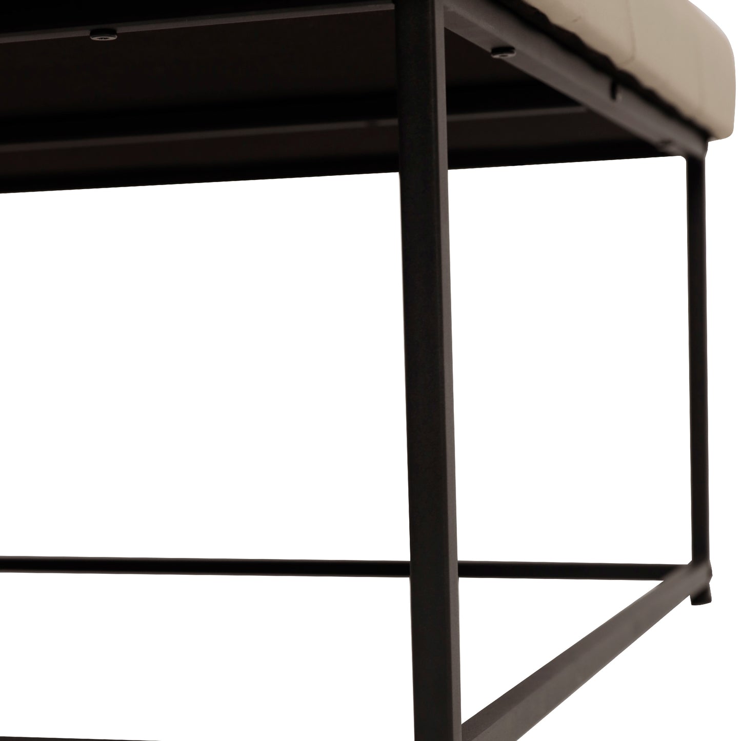 Ashton 30" Square LeatherSoft Tufted Ottoman with Metal Frame, Beige LeatherSoft/Black Frame Beige