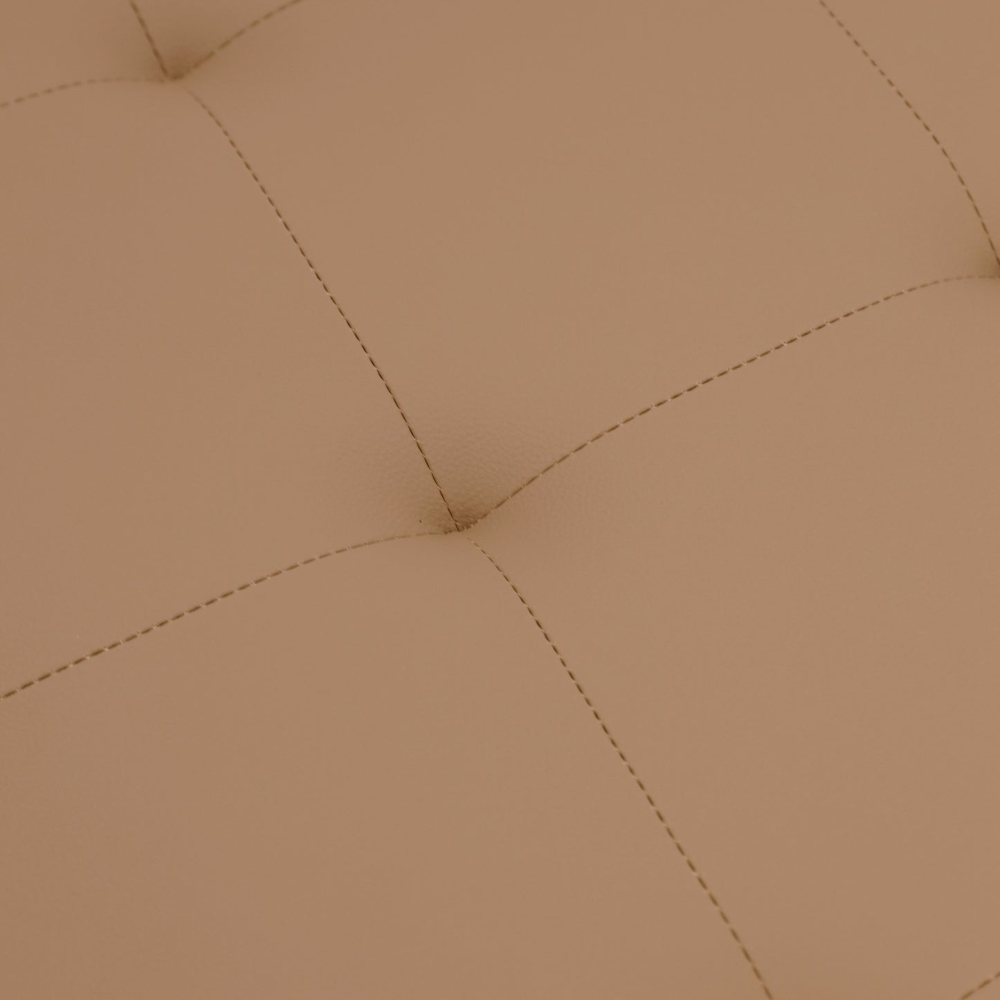 Ashton 30" Square LeatherSoft Tufted Ottoman with Metal Frame, Light Brown LeatherSoft/Black Frame Light Brown