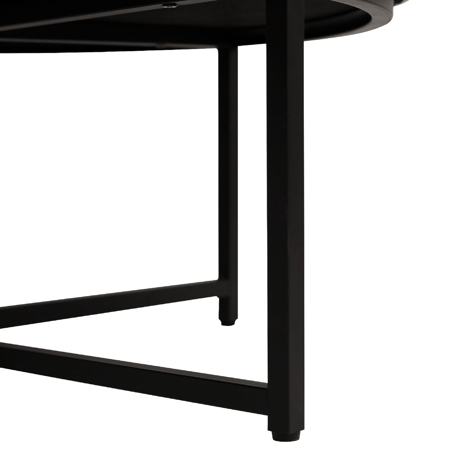Ashton 34" Round Cotton Linen Tufted Ottoman with Metal Frame, Gray Cotton Linen/Black Frame Gray