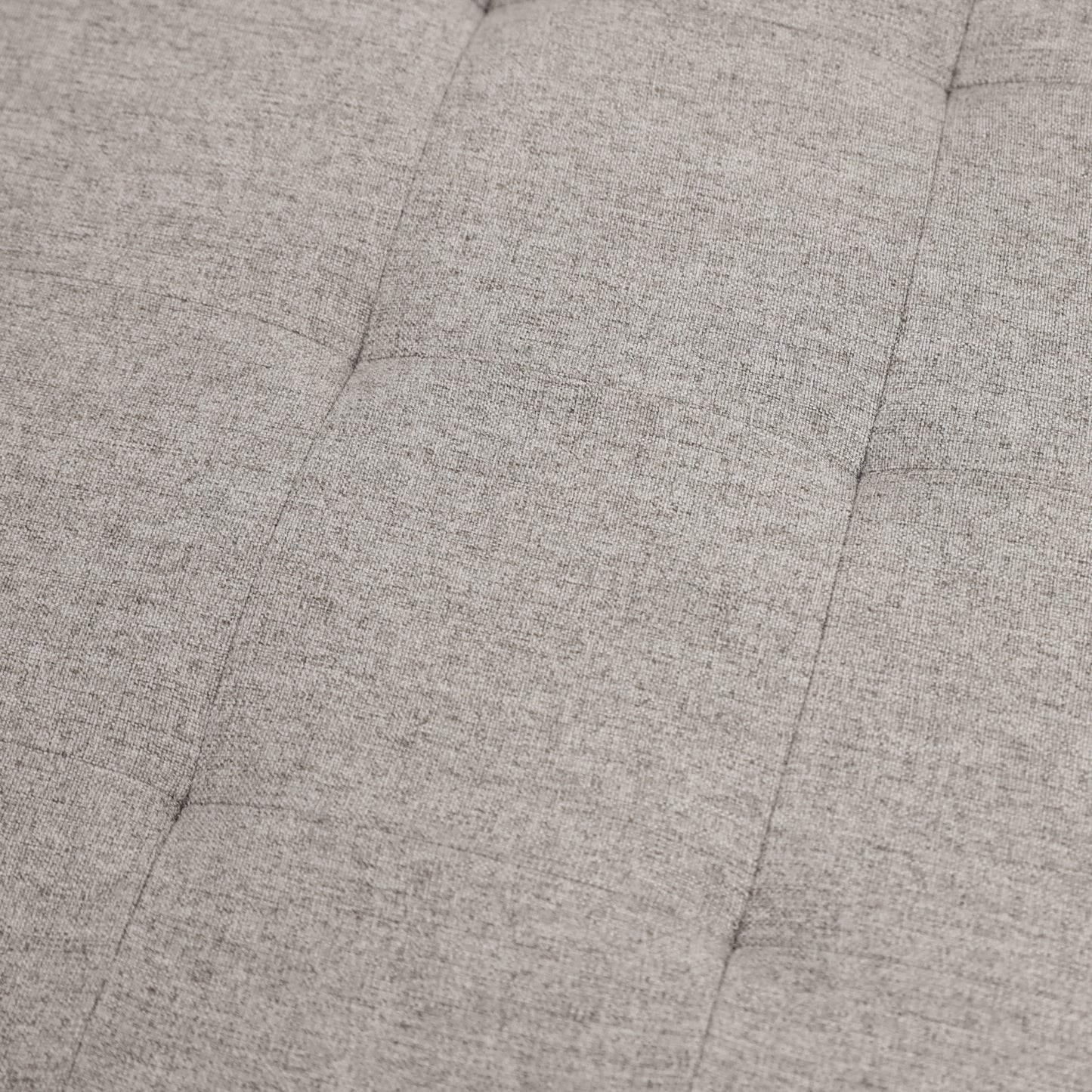 Ashton 34" Round Cotton Linen Tufted Ottoman with Metal Frame, Gray Cotton Linen/Black Frame Gray