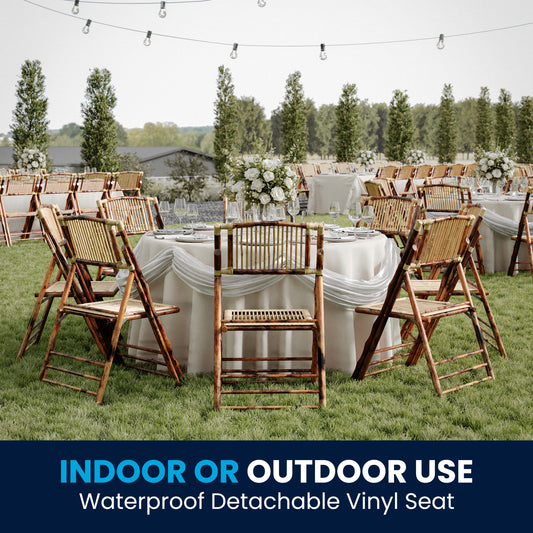 Bamboo Folding Chairs | Set of 2 Bamboo Wood Folding Chairs Bamboo 2-X-62111-BAM-GG
