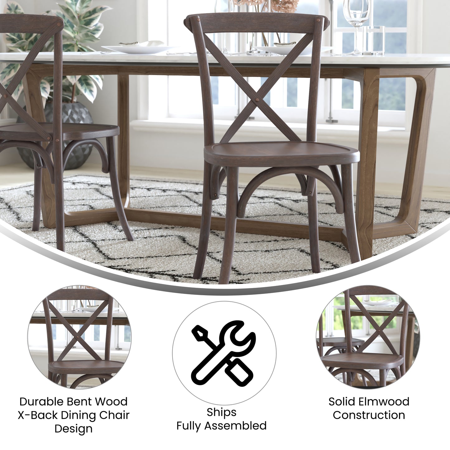 Advantage Gray Wash Dark Driftwood X-Back Chair Dark Driftwood