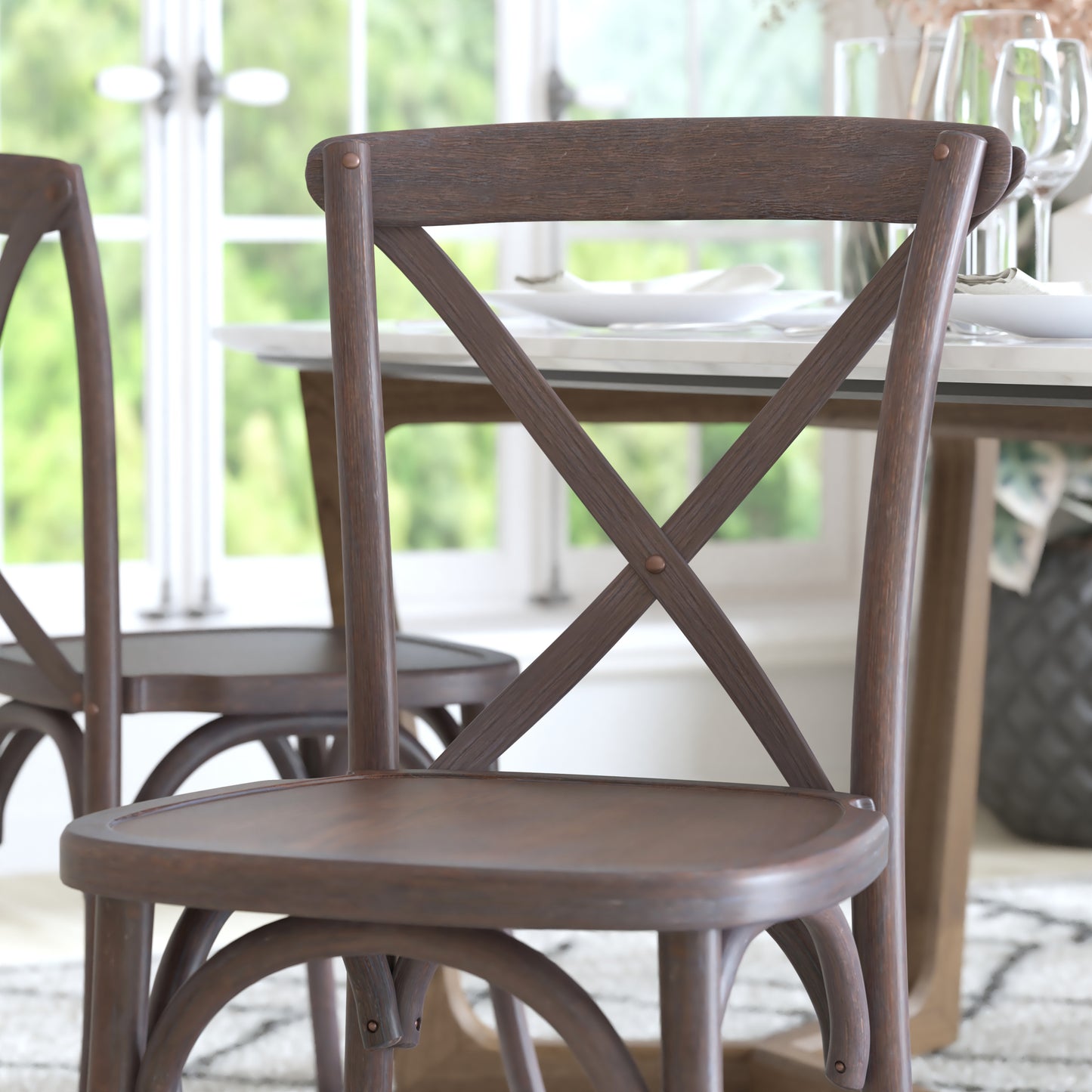 Advantage Gray Wash Dark Driftwood X-Back Chair Dark Driftwood