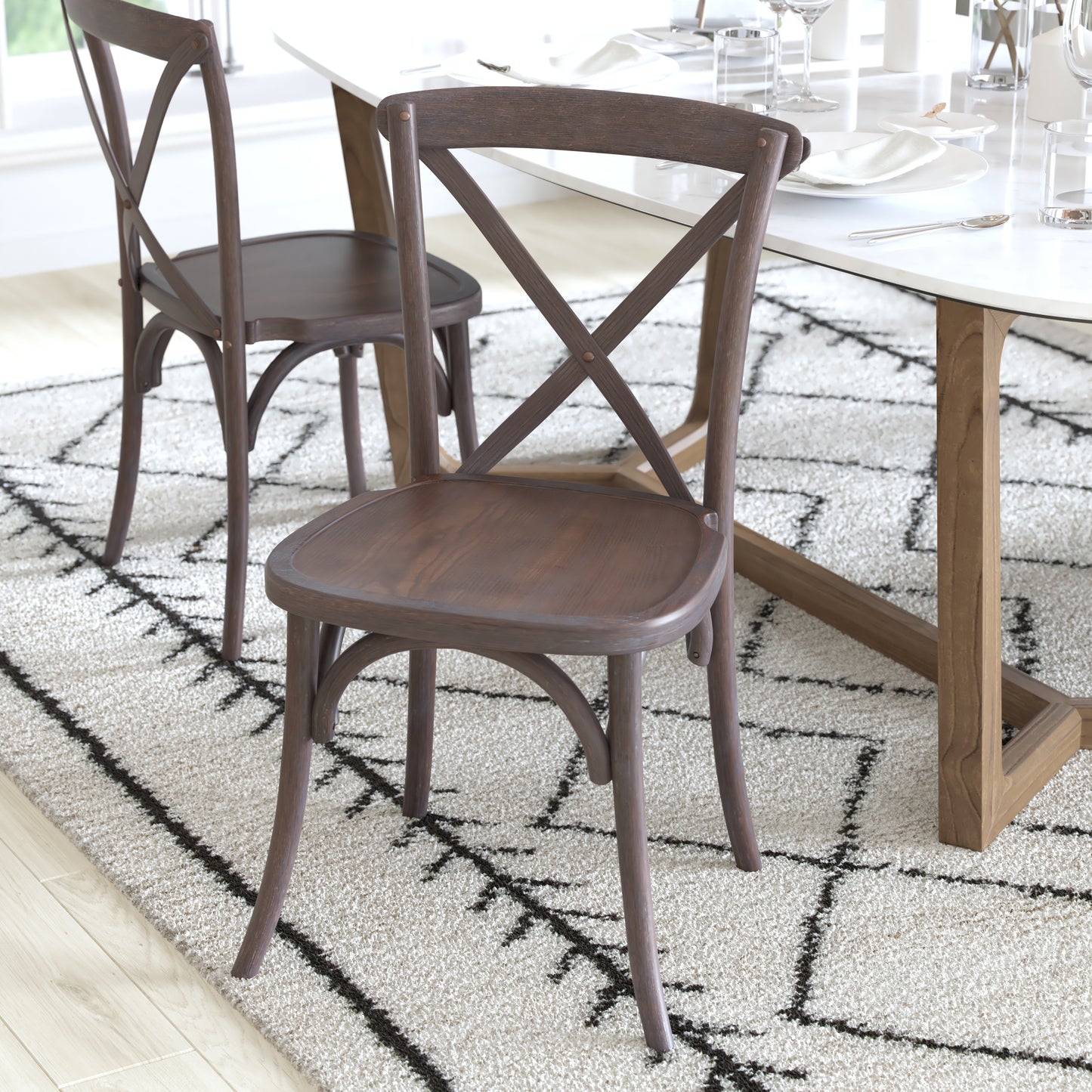 Advantage Gray Wash Dark Driftwood X-Back Chair Dark Driftwood