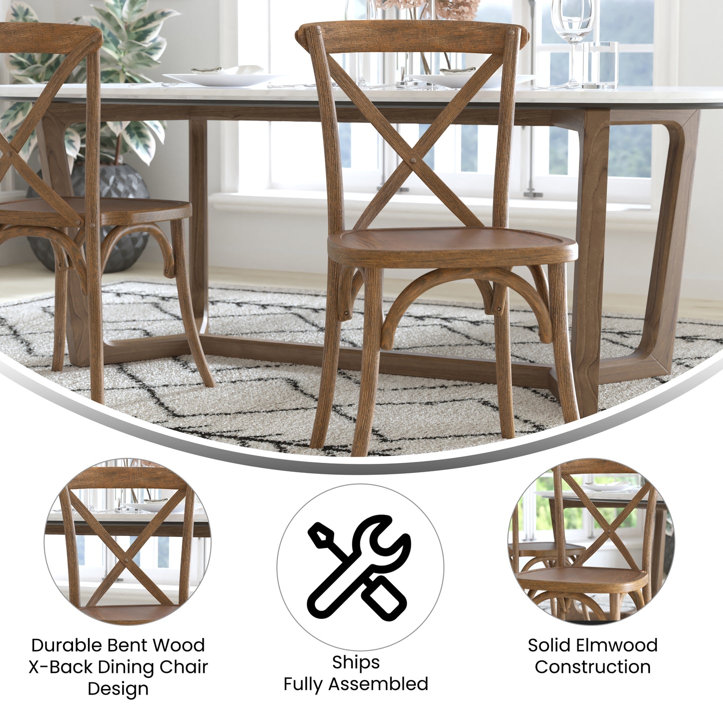 Advantage Hand Scraped Dark Natural X-Back Chair Dark Natural