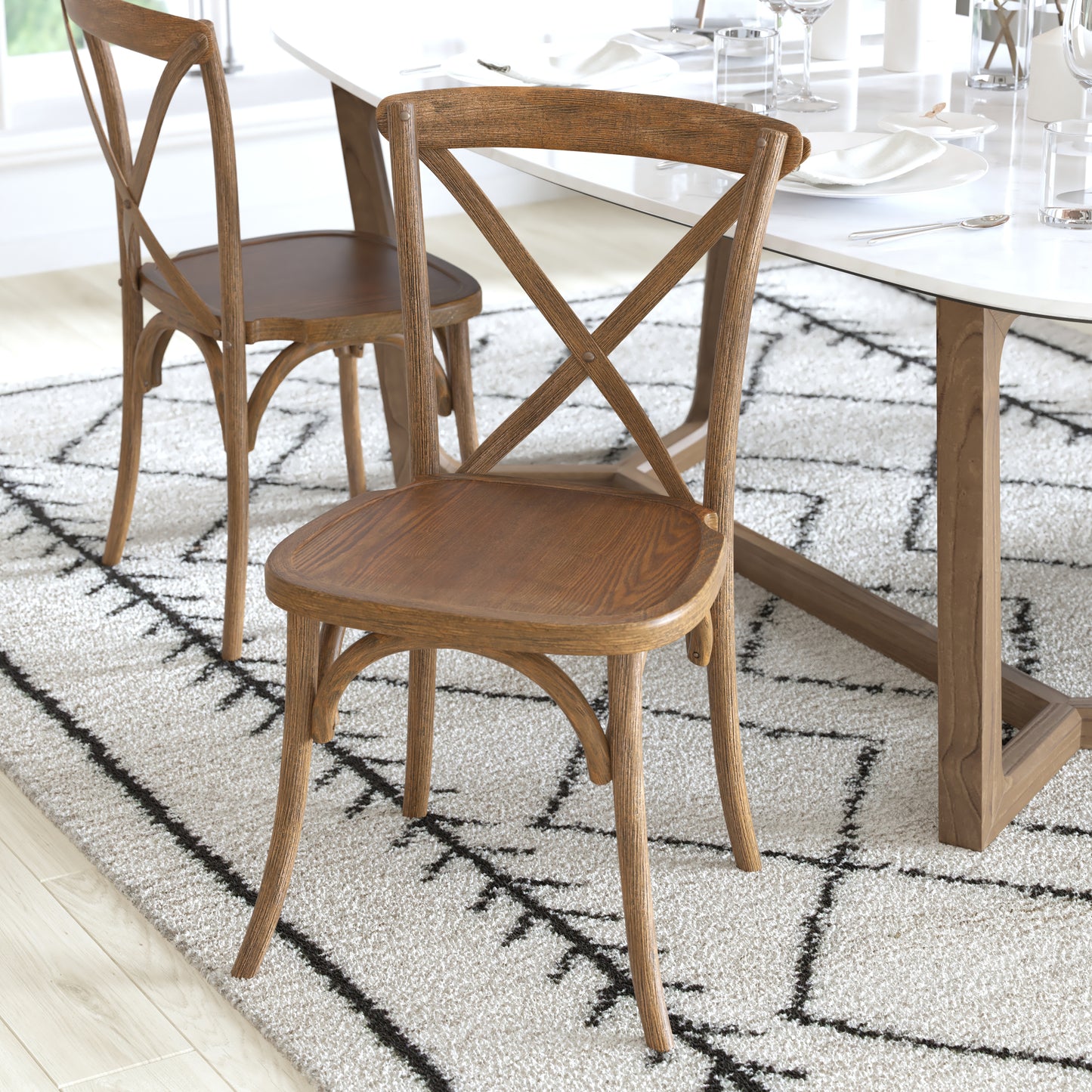 Advantage Hand Scraped Dark Natural X-Back Chair Dark Natural