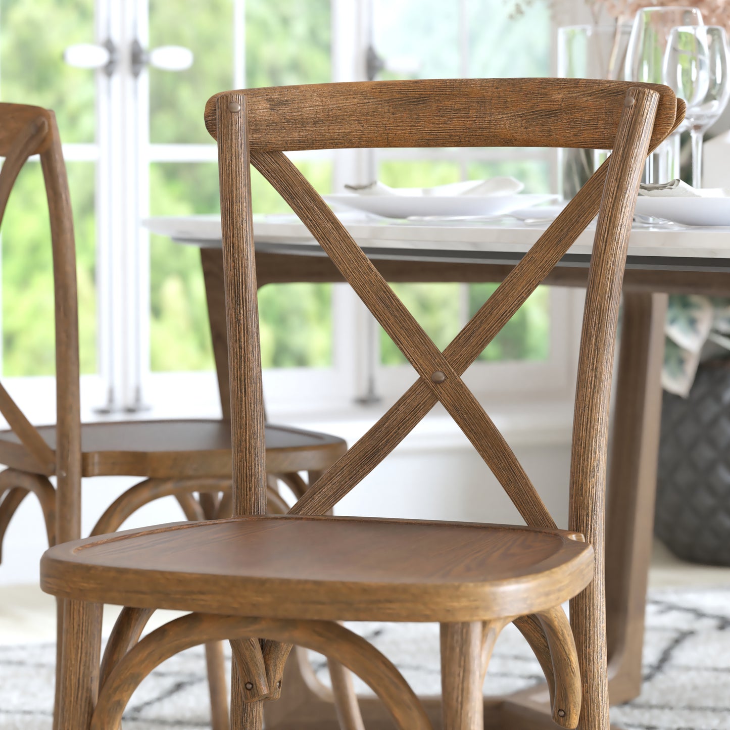 Advantage Hand Scraped Dark Natural X-Back Chair Dark Natural