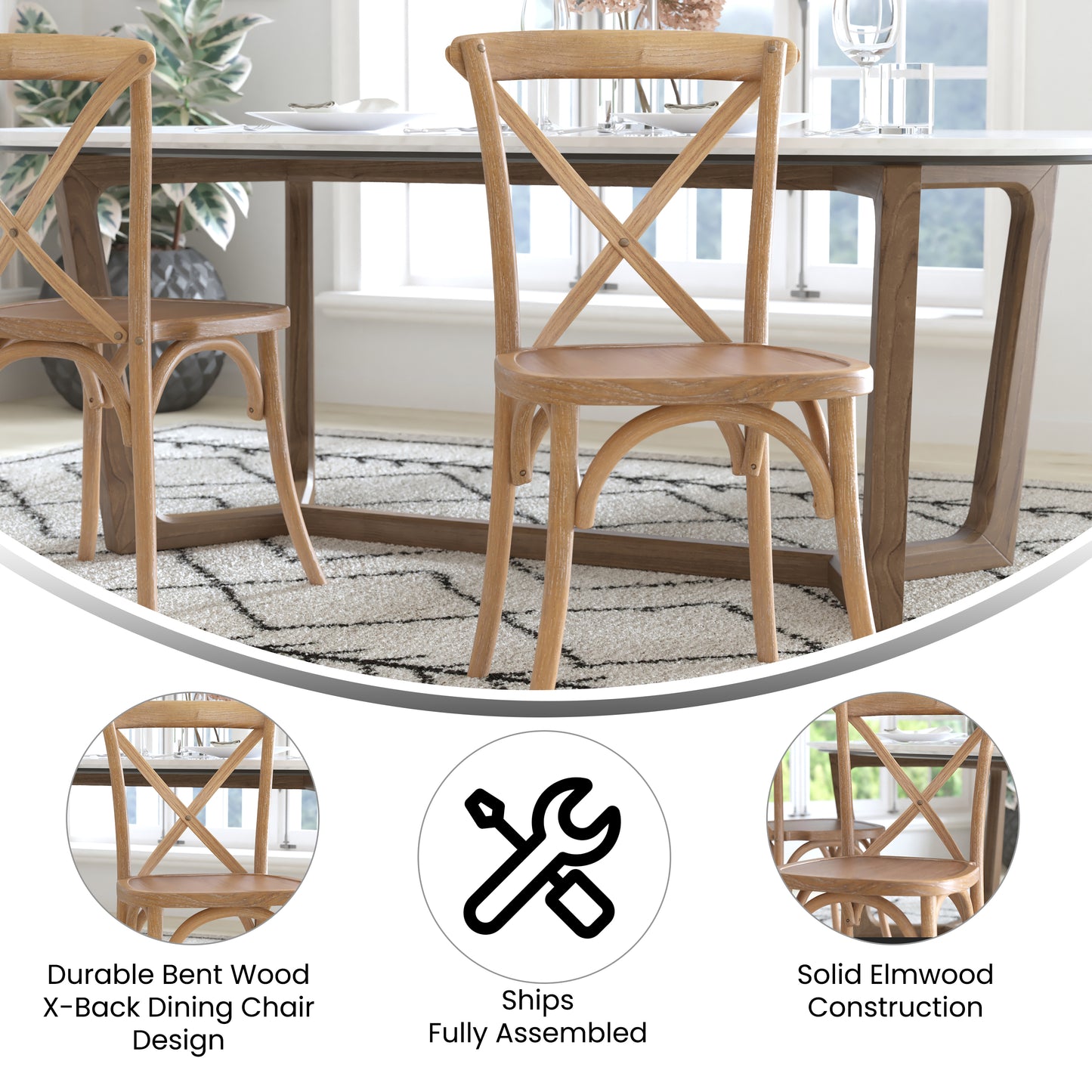 Advantage Medium With White Grain X-Back Chair Medium White Grain