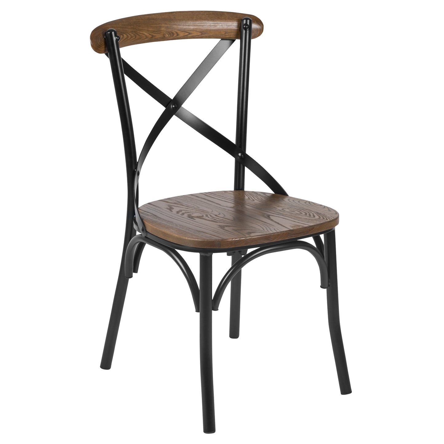Advantage X-Back Chair with Metal Bracing and Fruitwood Seat Fruitwood