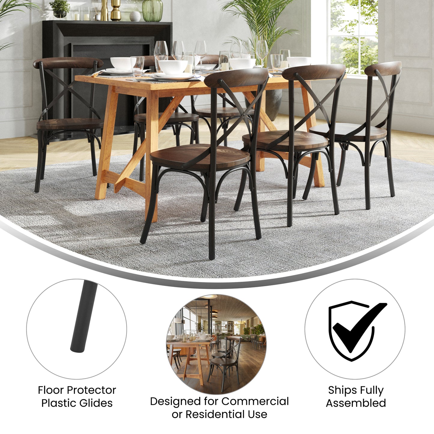 Advantage X-Back Chair with Metal Bracing and Fruitwood Seat Fruitwood