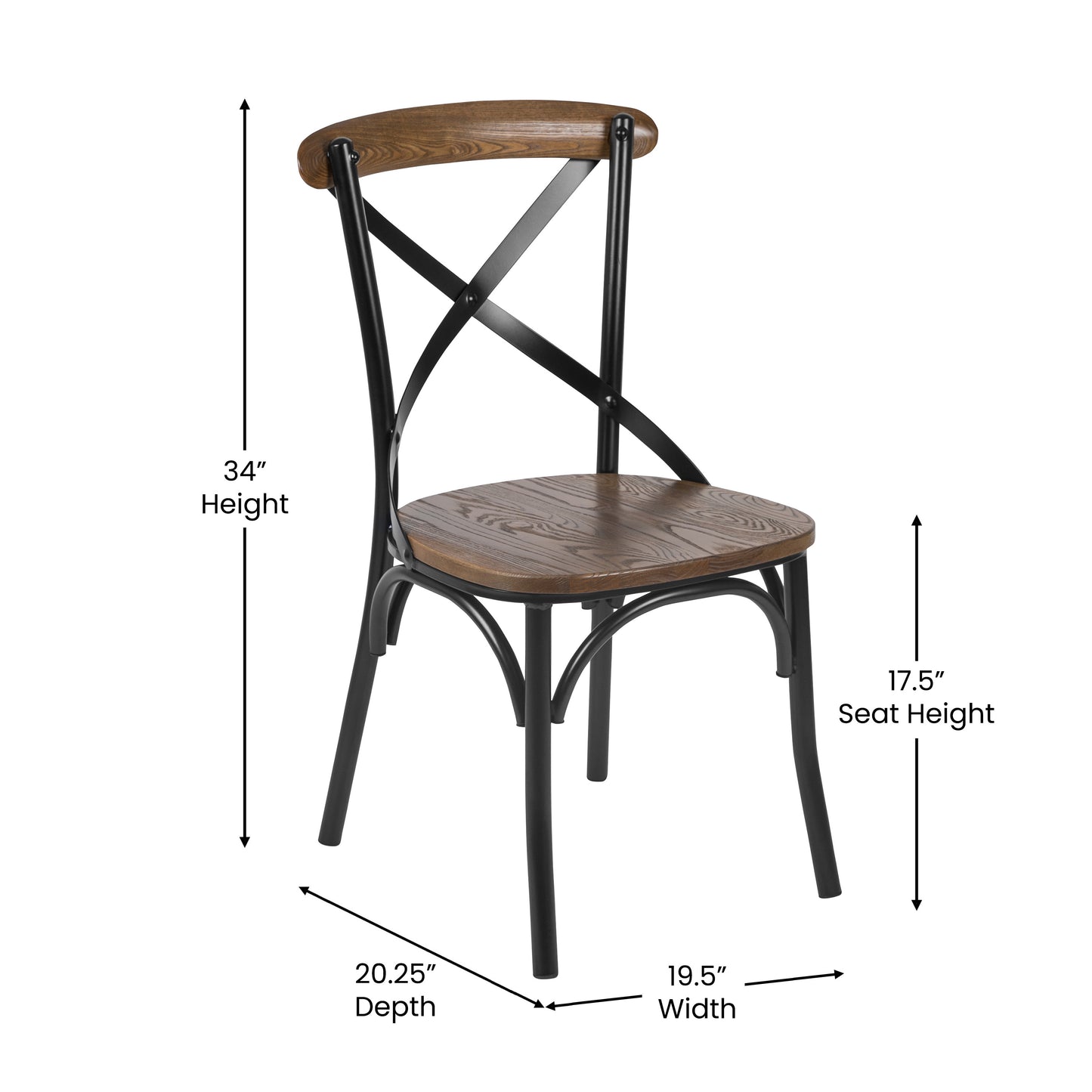 Advantage X-Back Chair with Metal Bracing and Fruitwood Seat Fruitwood