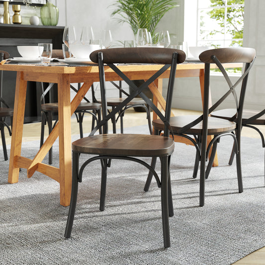 Advantage X-Back Chair with Metal Bracing and Fruitwood Seat Fruitwood X-BACK-METAL-FW