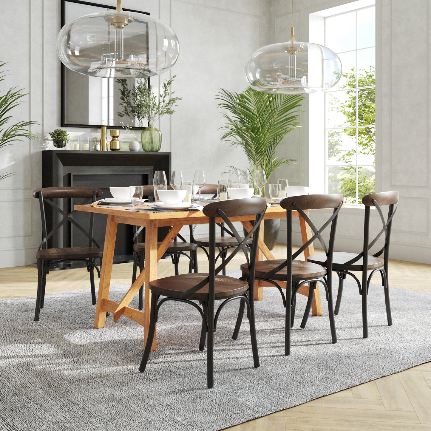 Advantage X-Back Chair with Metal Bracing and Fruitwood Seat Fruitwood