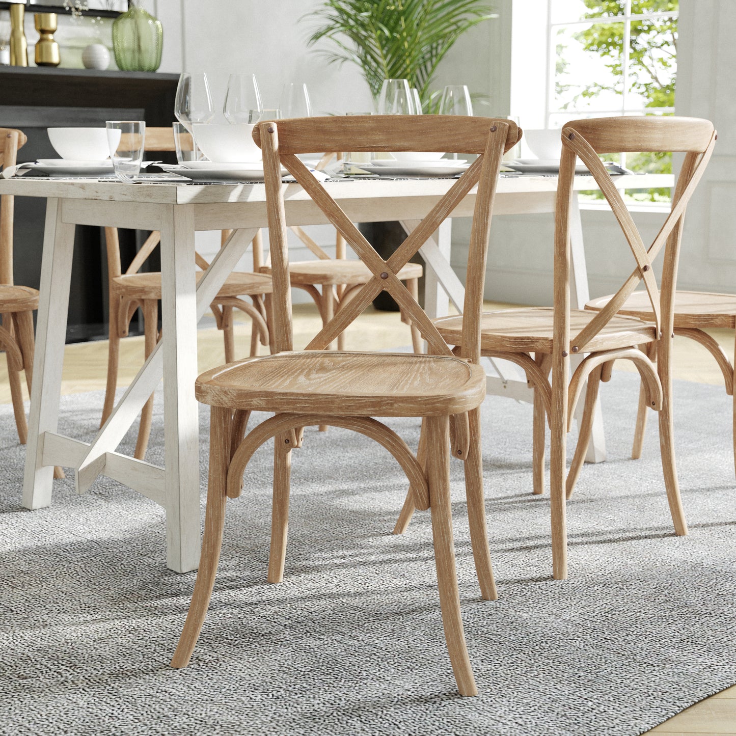 Advantage Natural With White Grain X-Back Chair Natural White Grain