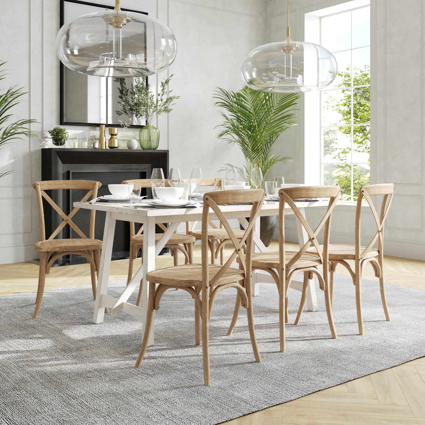 Advantage Natural With White Grain X-Back Chair Natural White Grain