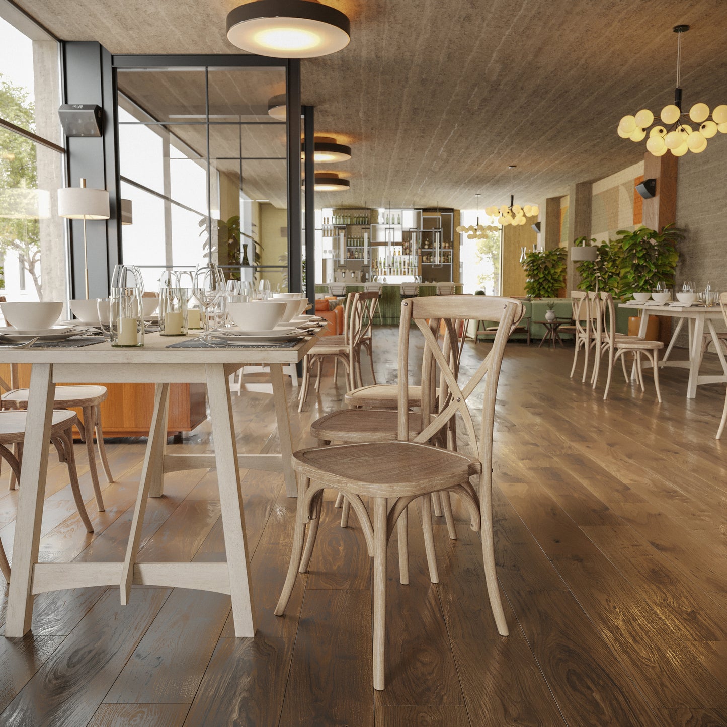 Advantage Natural With White Grain X-Back Chair Natural White Grain