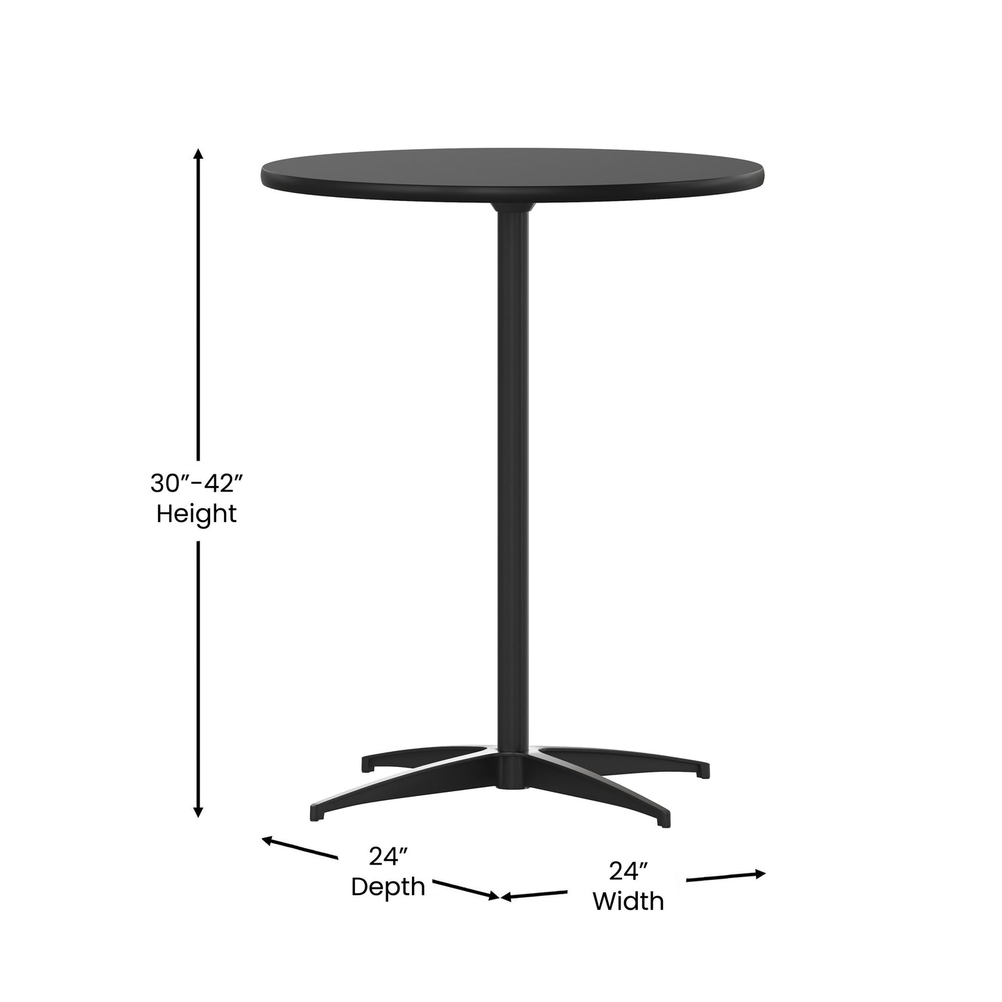 Lars 24'' Round Wood Cocktail Table with 30'' and 42'' Columns, Black Black