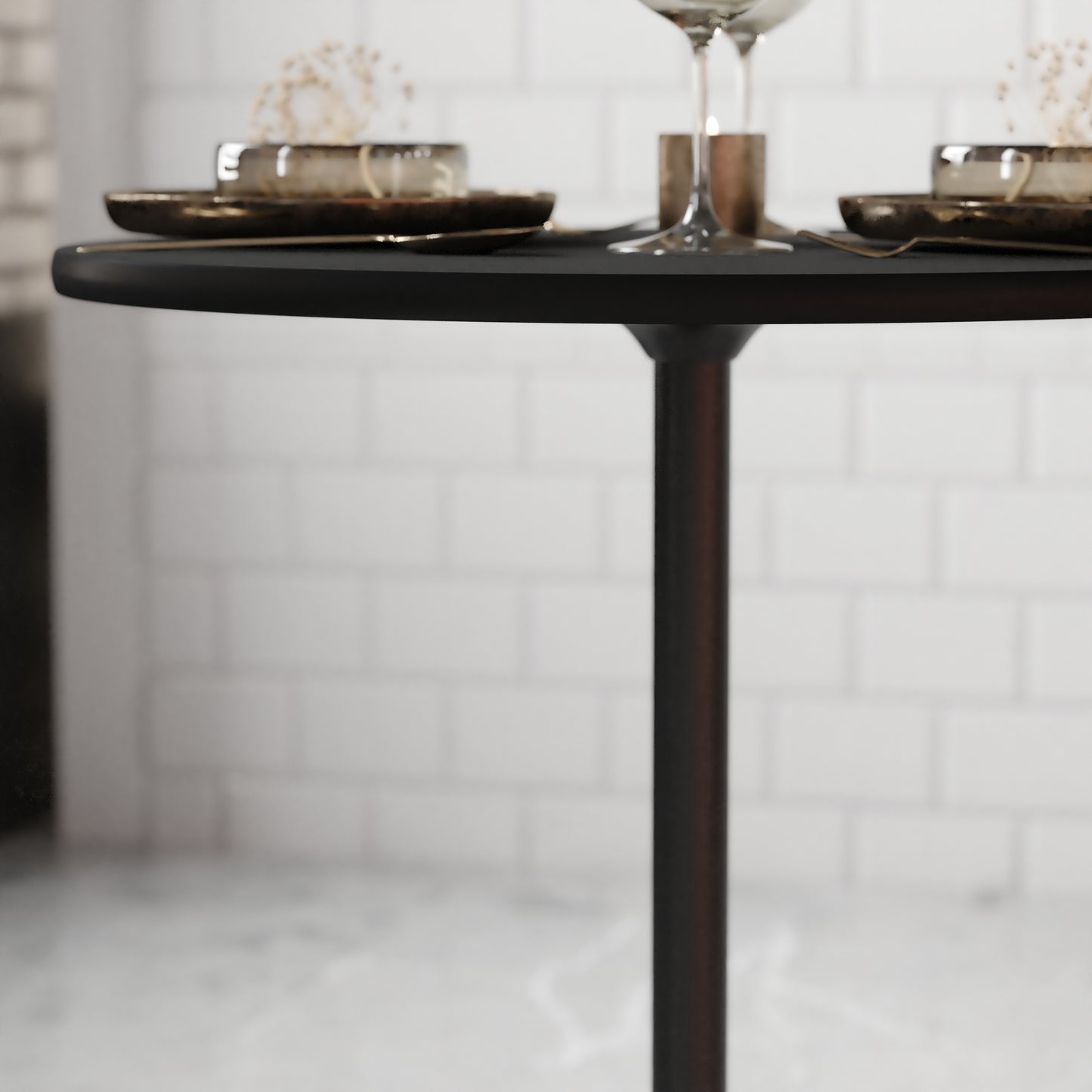 Lars 24'' Round Wood Cocktail Table with 30'' and 42'' Columns, Black Black