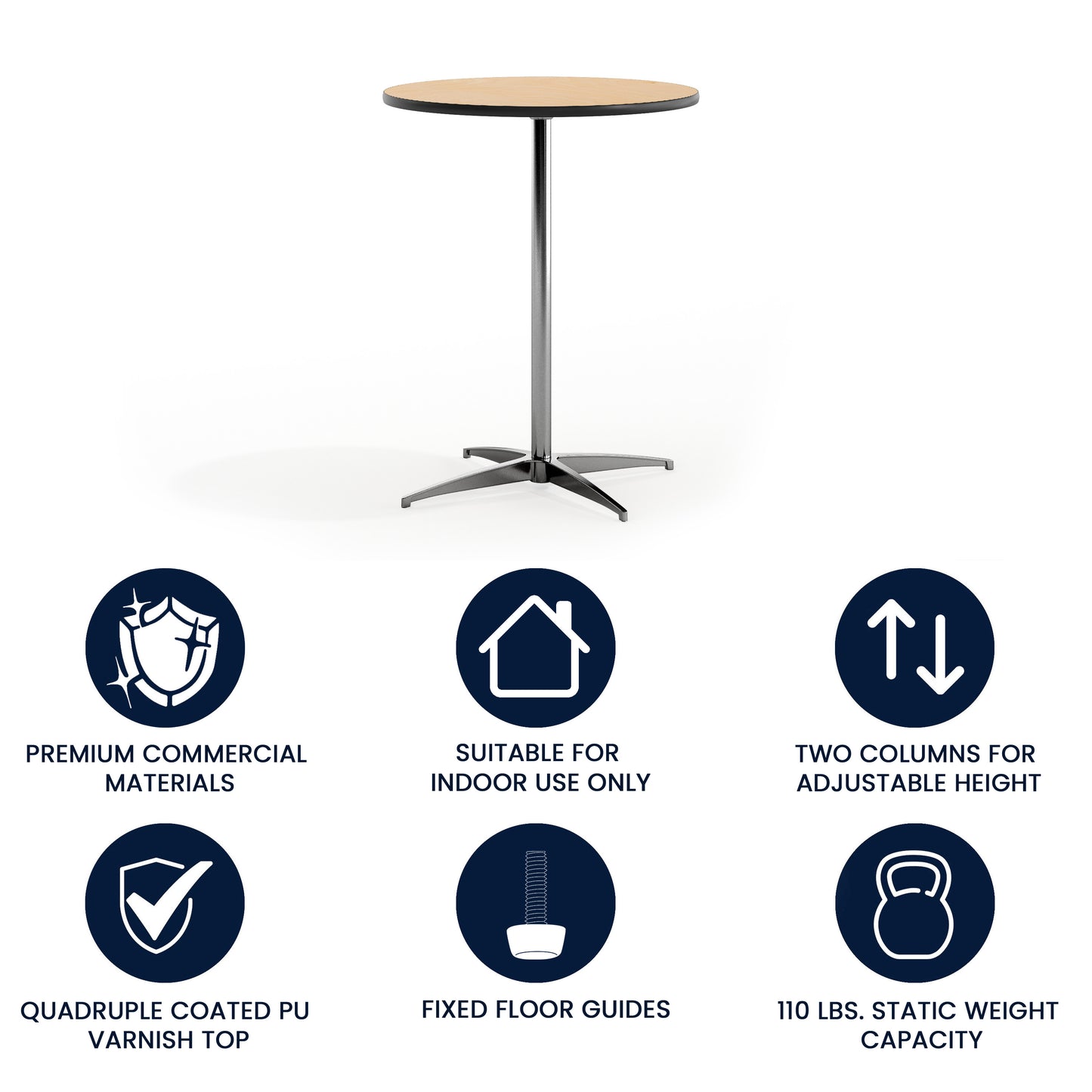 Lars 24'' Round Wood Cocktail Table with 30'' and 42'' Columns Natural