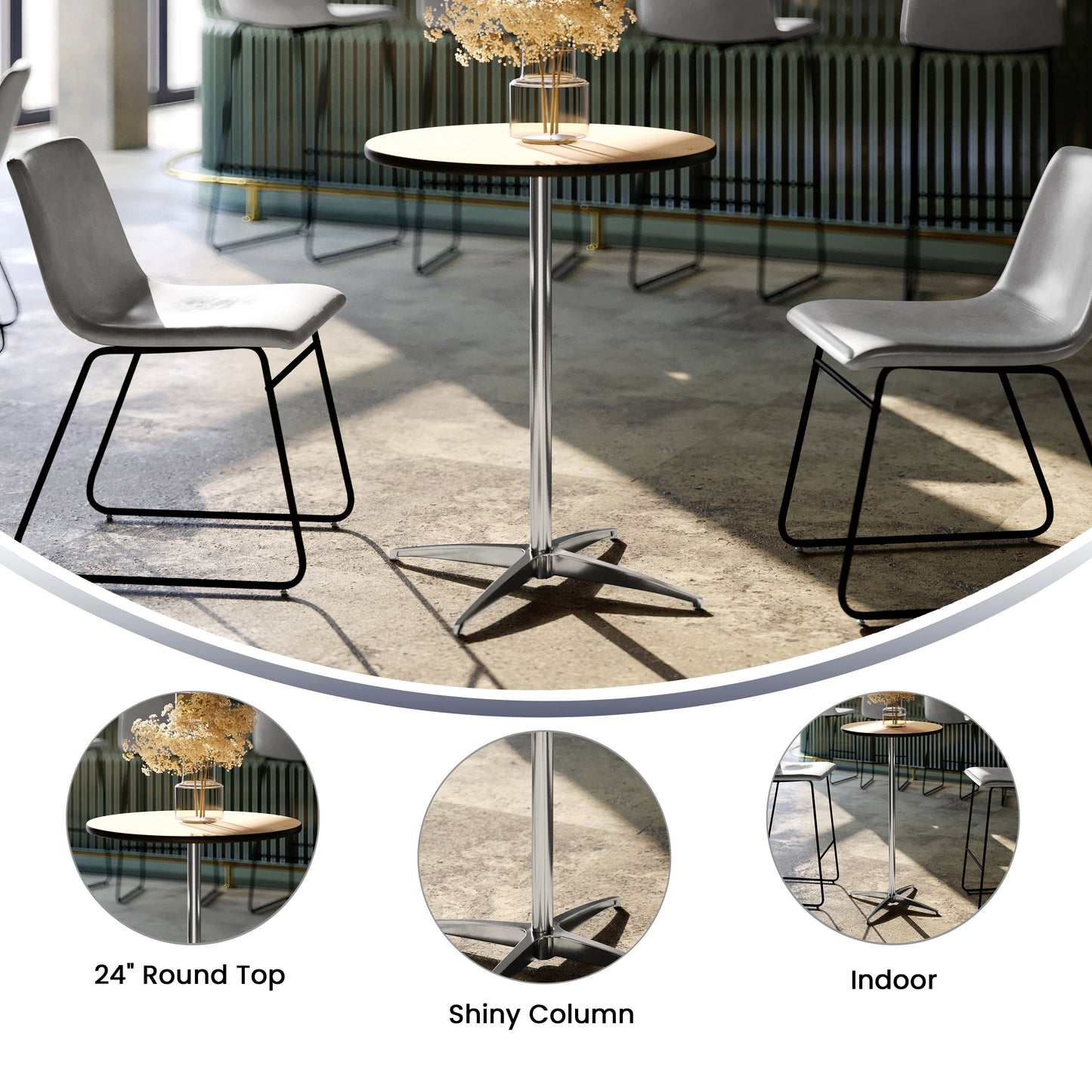 Lars 24'' Round Wood Cocktail Table with 30'' and 42'' Columns Natural