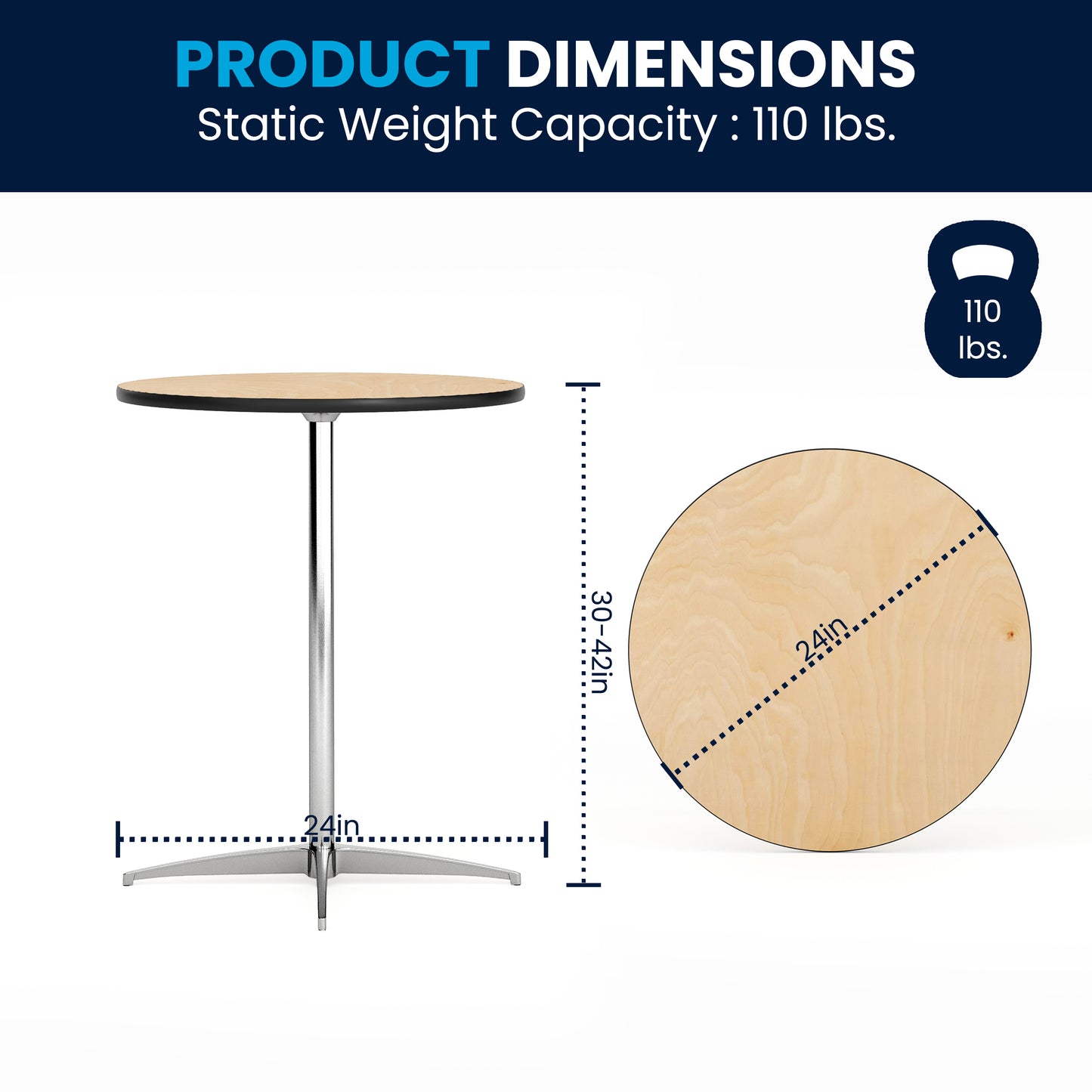 Lars 24'' Round Wood Cocktail Table with 30'' and 42'' Columns Natural