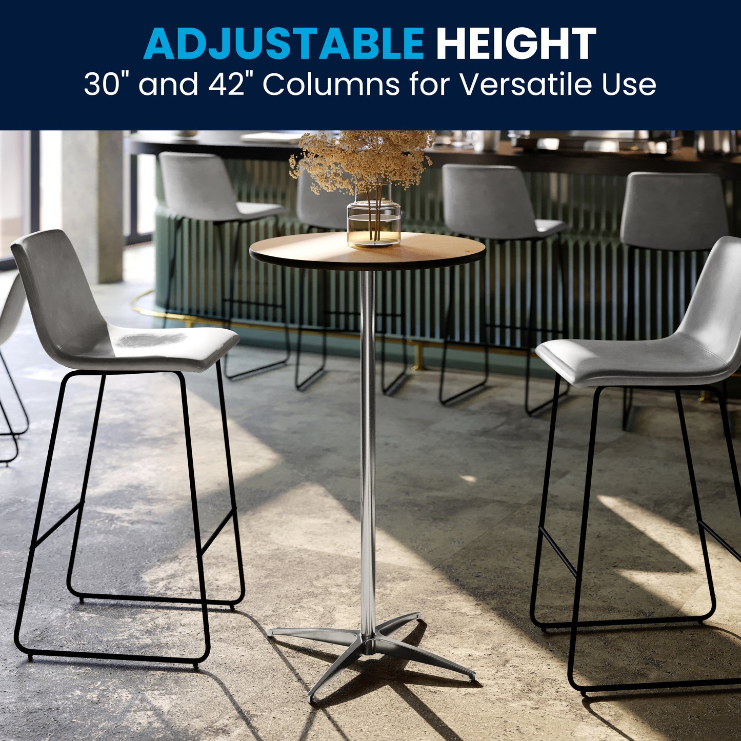 Lars 24'' Round Wood Cocktail Table with 30'' and 42'' Columns Natural