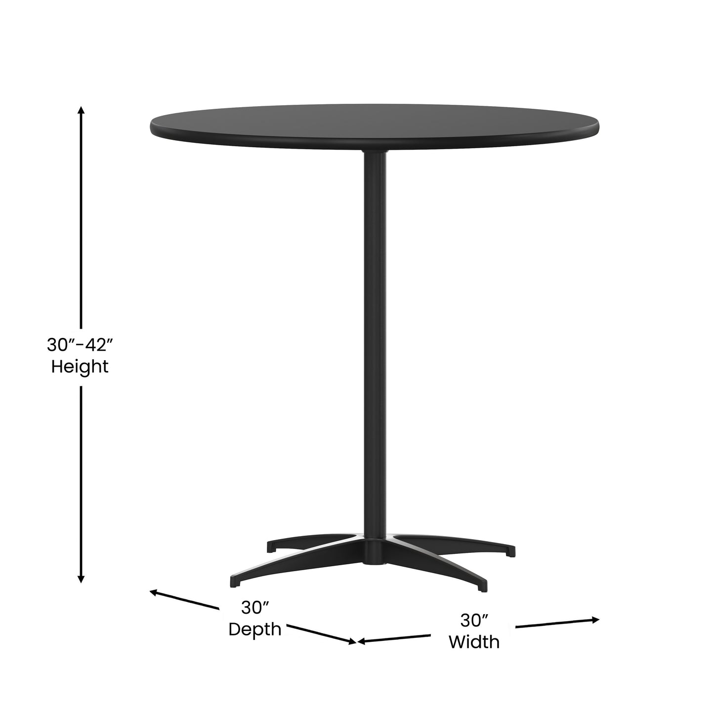 Lars 30'' Round Wood Cocktail Table with 30'' and 42'' Columns, Black Black