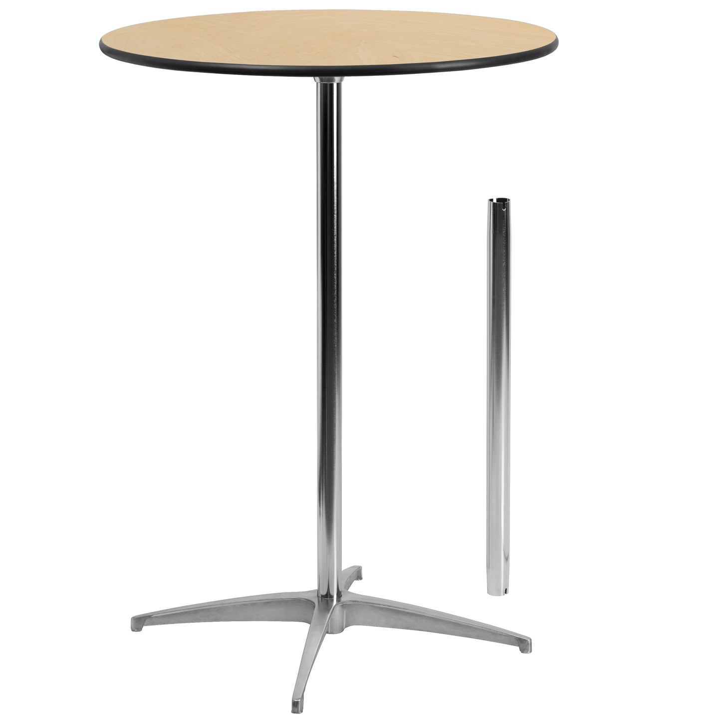 Lars 30'' Round Wood Cocktail Table with 30'' and 42'' Columns Natural XA-30-COTA-GG