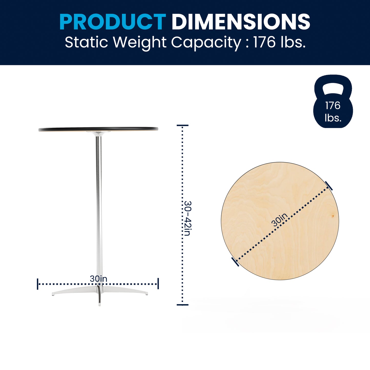 Lars 30'' Round Wood Cocktail Table with 30'' and 42'' Columns Natural XA-30-COTA-GG