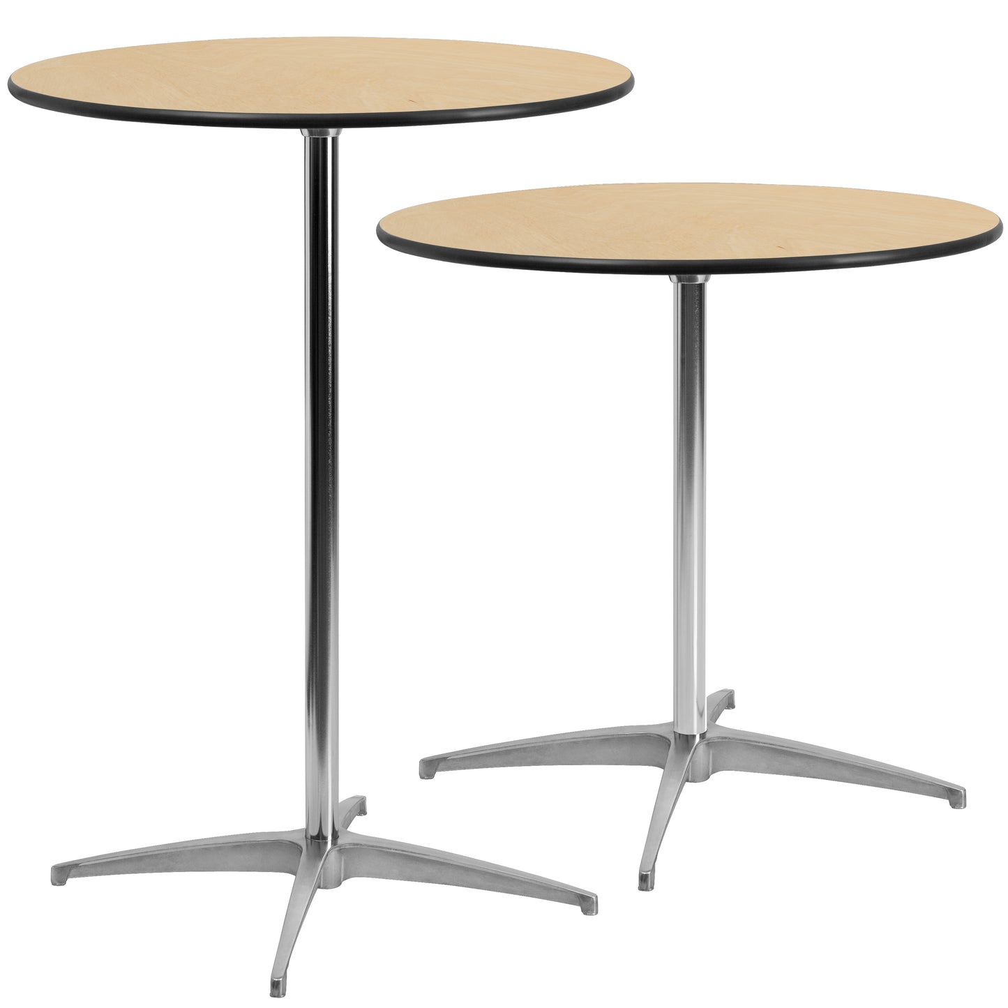 Lars 30'' Round Wood Cocktail Table with 30'' and 42'' Columns Natural XA-30-COTA-GG
