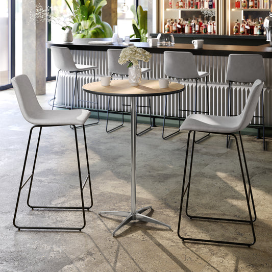 Lars 30'' Round Wood Cocktail Table with 30'' and 42'' Columns Natural