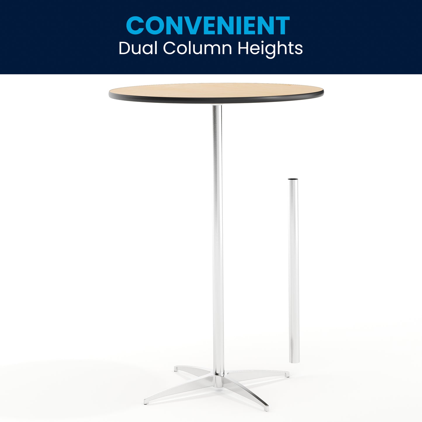 Lars 30'' Round Wood Cocktail Table with 30'' and 42'' Columns Natural XA-30-COTA-GG