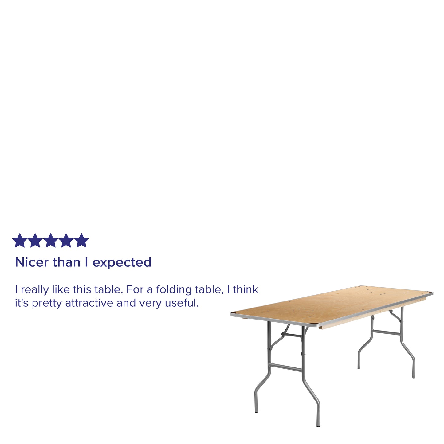 Fielder 6-Foot Rectangular HEAVY DUTY Birchwood Folding Banquet Table with METAL Edges and Protective Corner Guards Natural