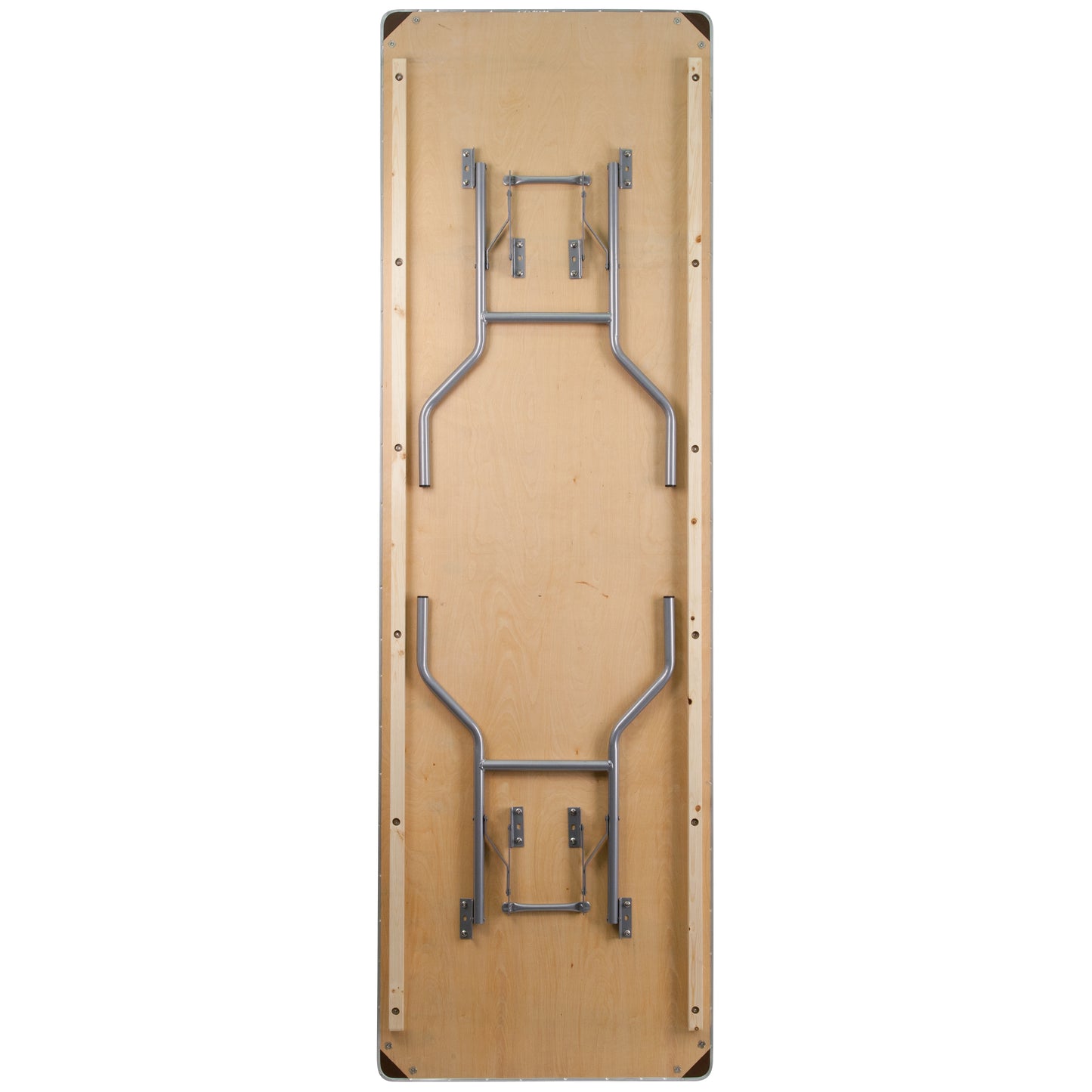 Fielder 8-Foot Rectangular HEAVY DUTY Birchwood Folding Banquet Table with METAL Edges and Protective Corner Guards Natural