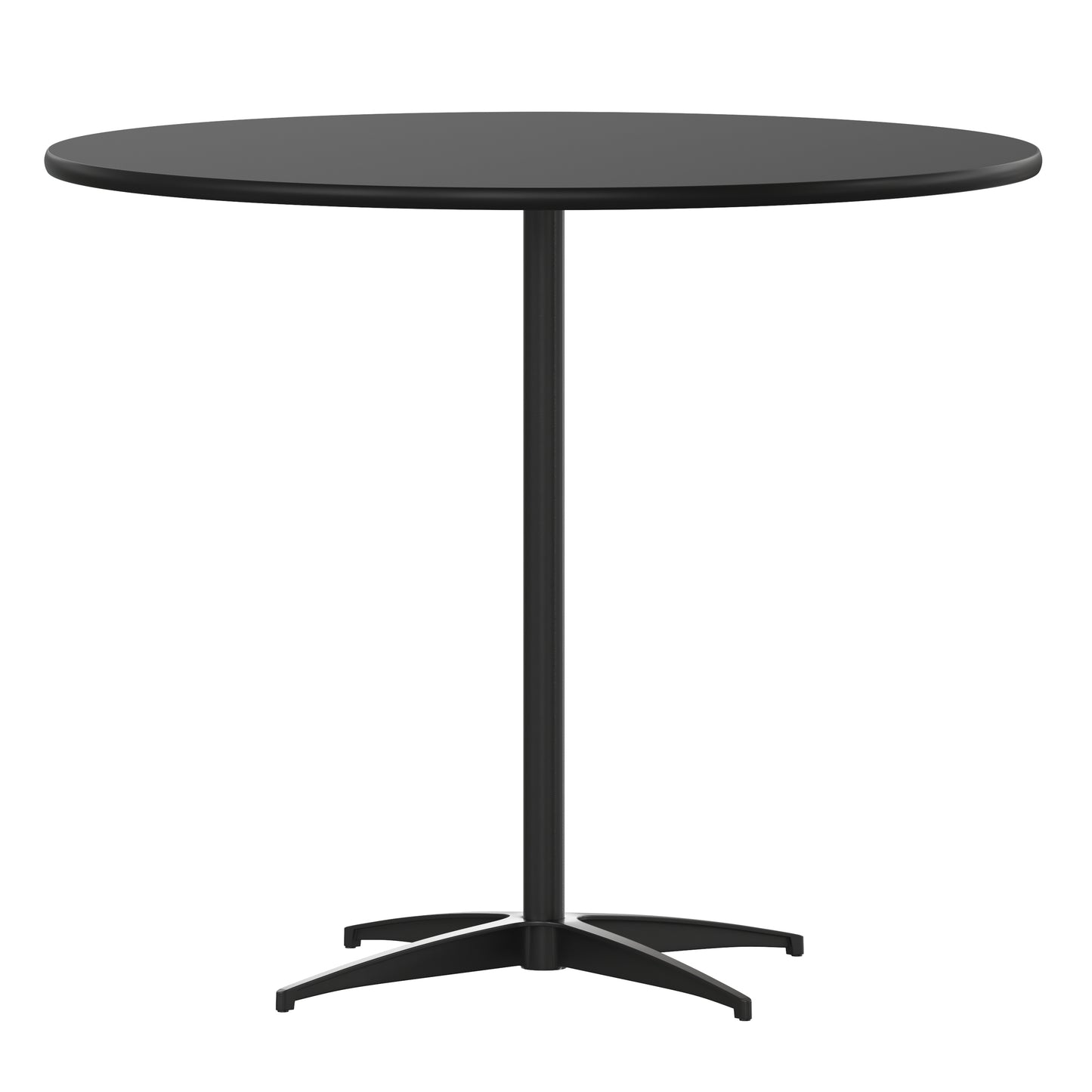 Lars 36'' Round Wood Cocktail Table with 30'' and 42'' Columns, Black Black