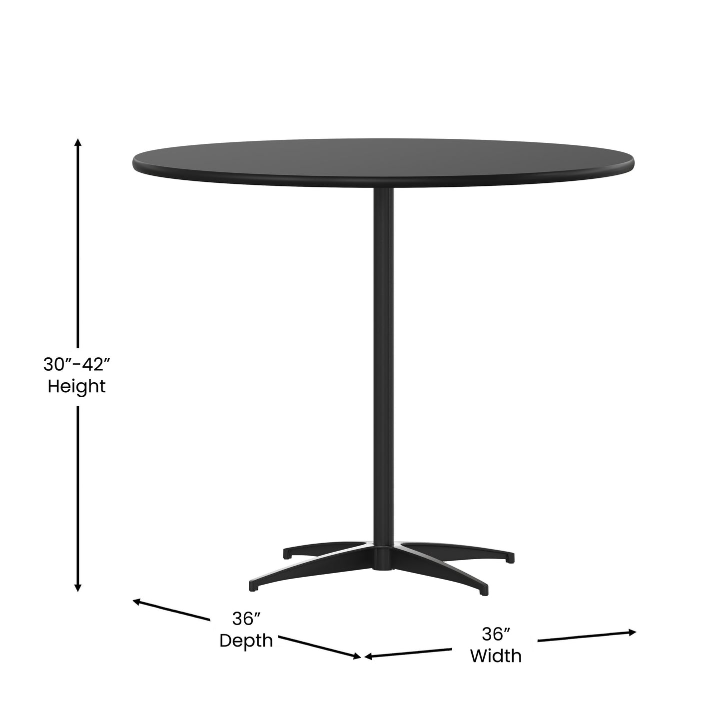 Lars 36'' Round Wood Cocktail Table with 30'' and 42'' Columns, Black Black